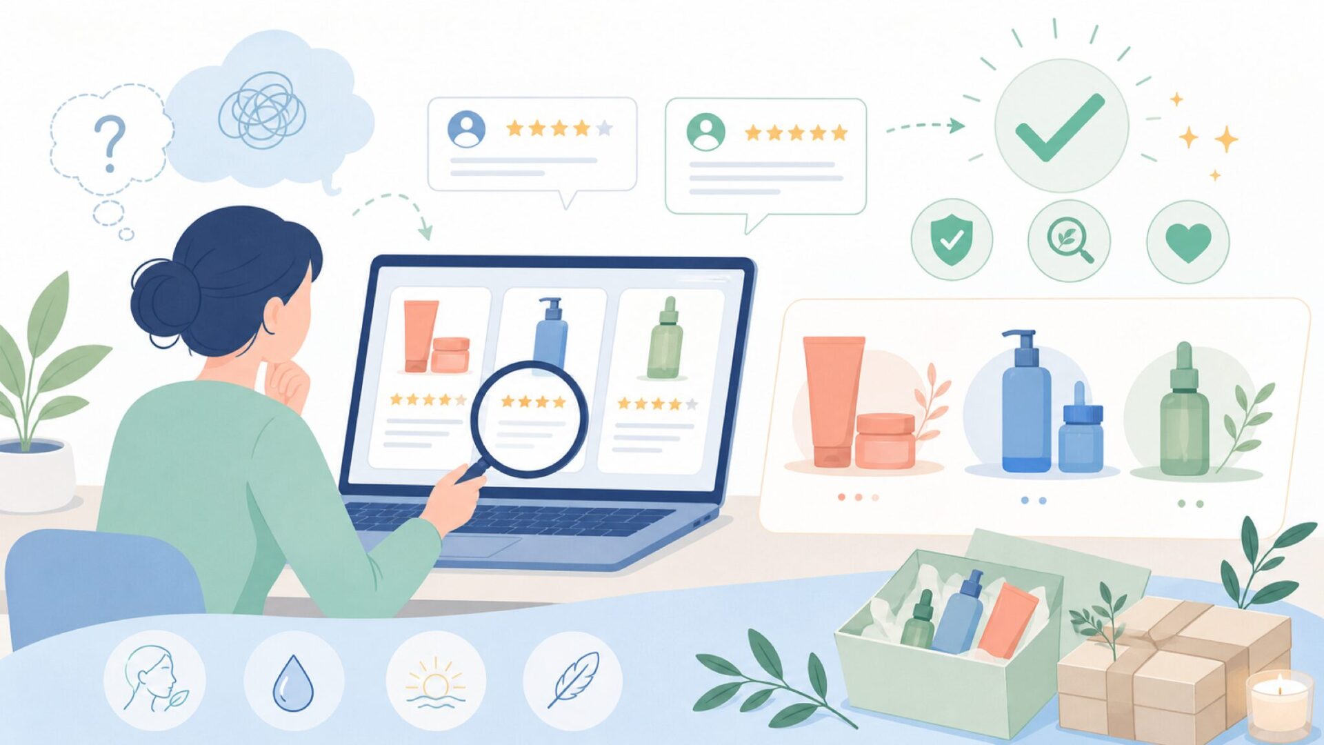 Melunarの商品ラインナップとブランドの特徴を表すイラスト