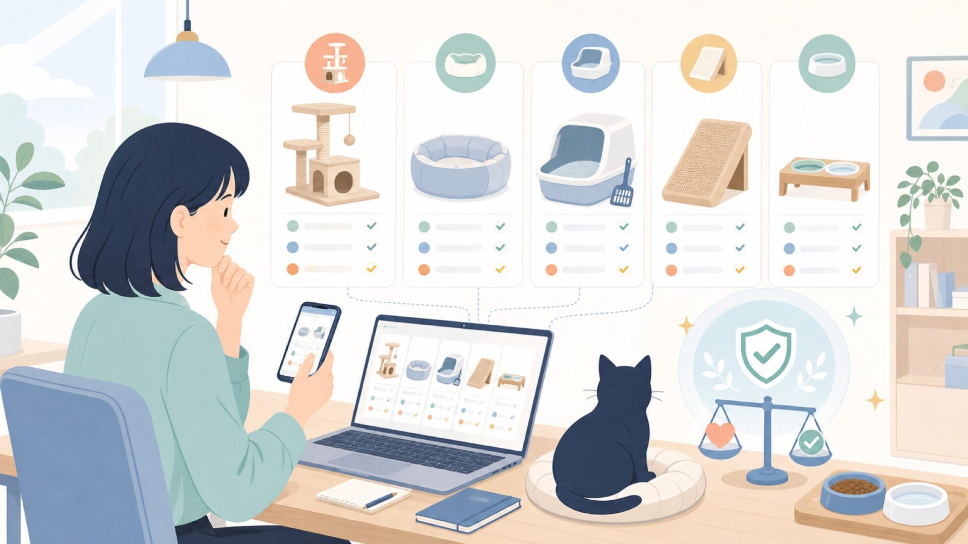 Tuft + Pawが手がけるペット用品のジャンルと特徴を表すイラスト
