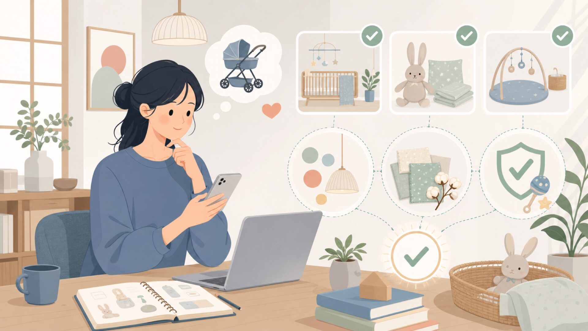 Cam Cam Copenhagenが選ばれる理由｜デザイン・素材・安全性へのこだわりを表すイラスト