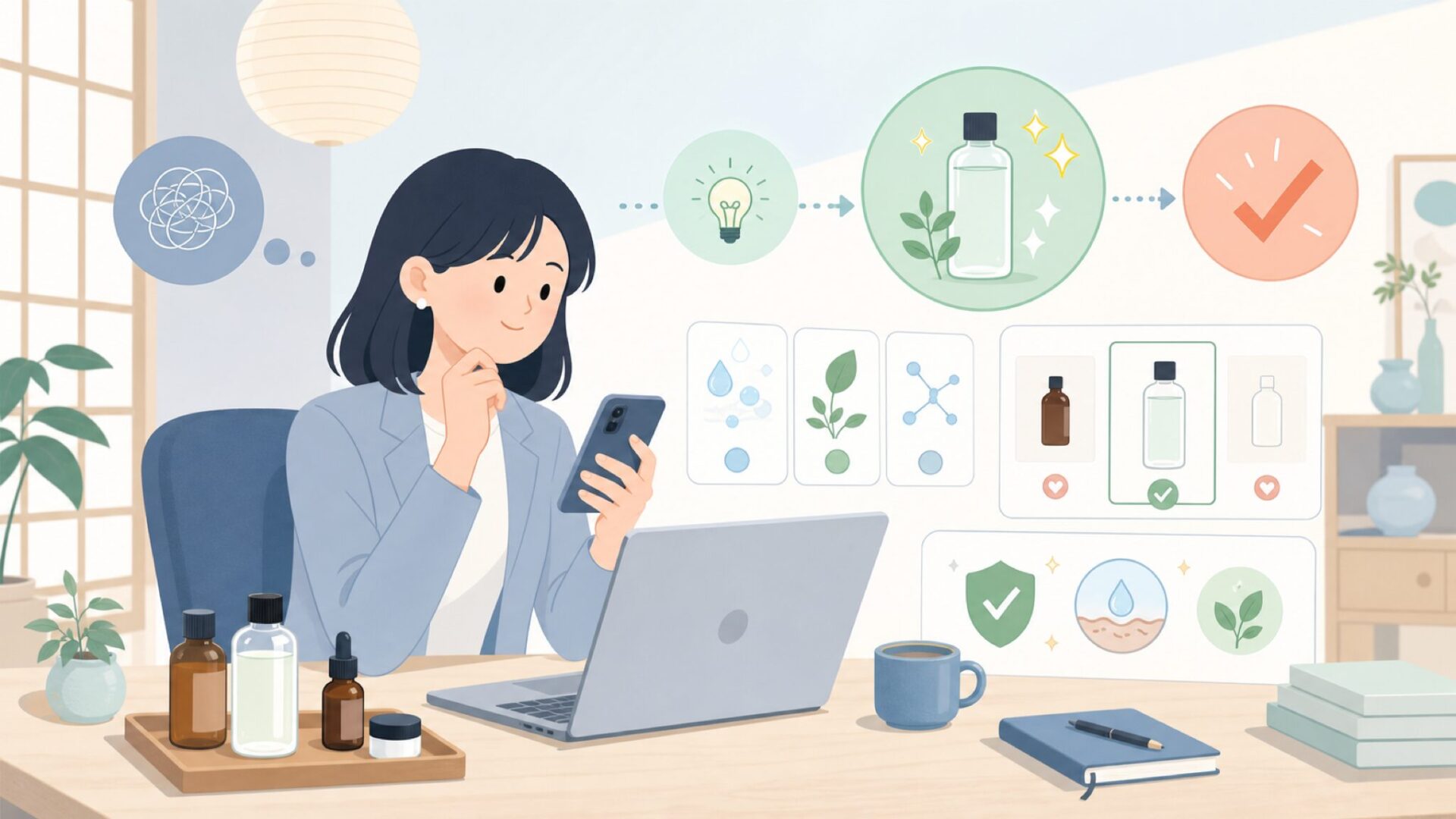 ONE THINGの化粧水が人気を集める理由を表すイラスト