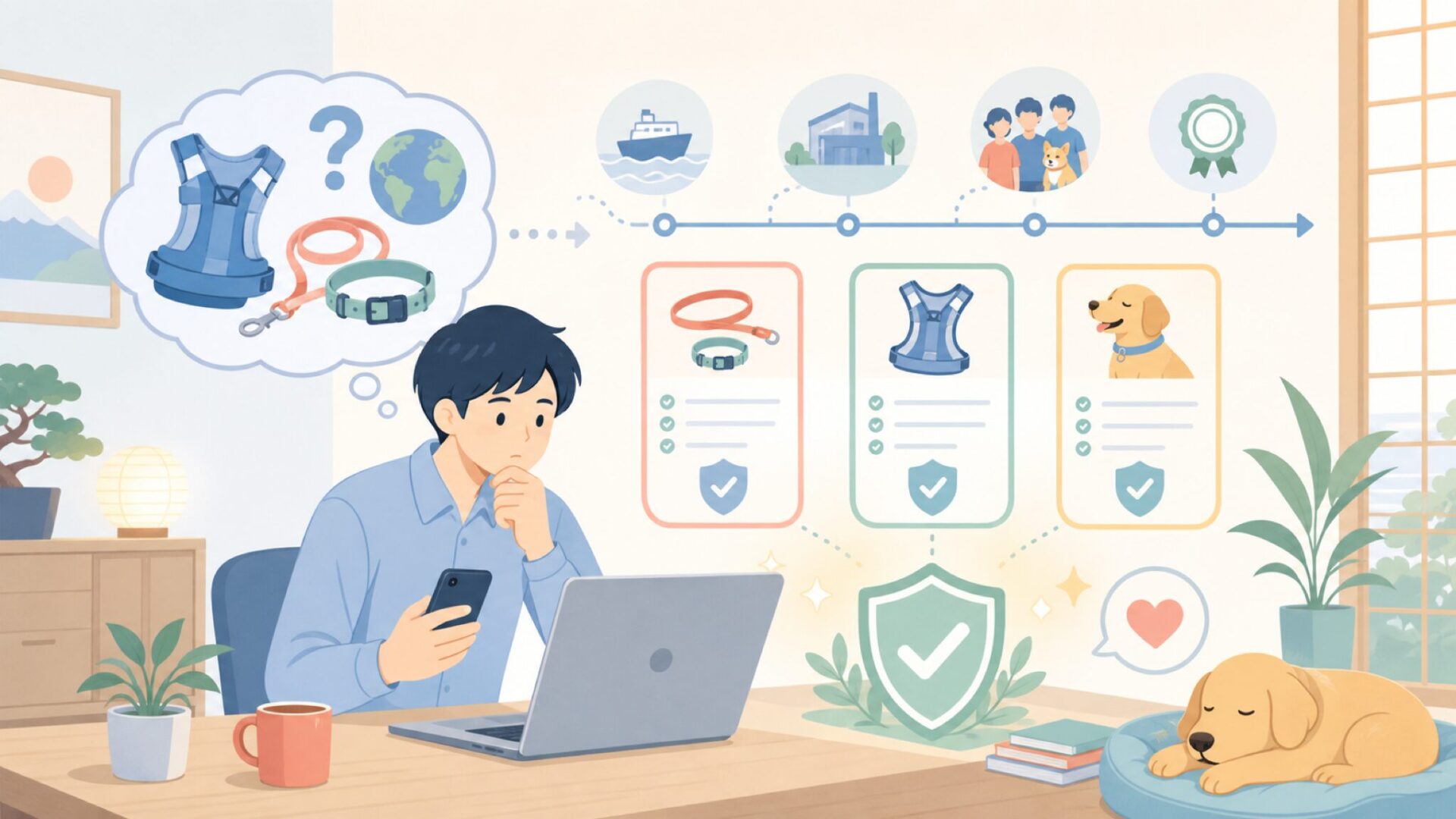 ブランドヒストリーから見えるEzyDogの信頼性を表すイラスト