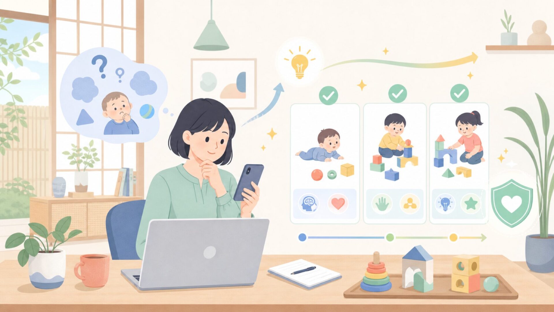 何歳から遊べる？年齢別の遊び方と学びの効果を表すイラスト
