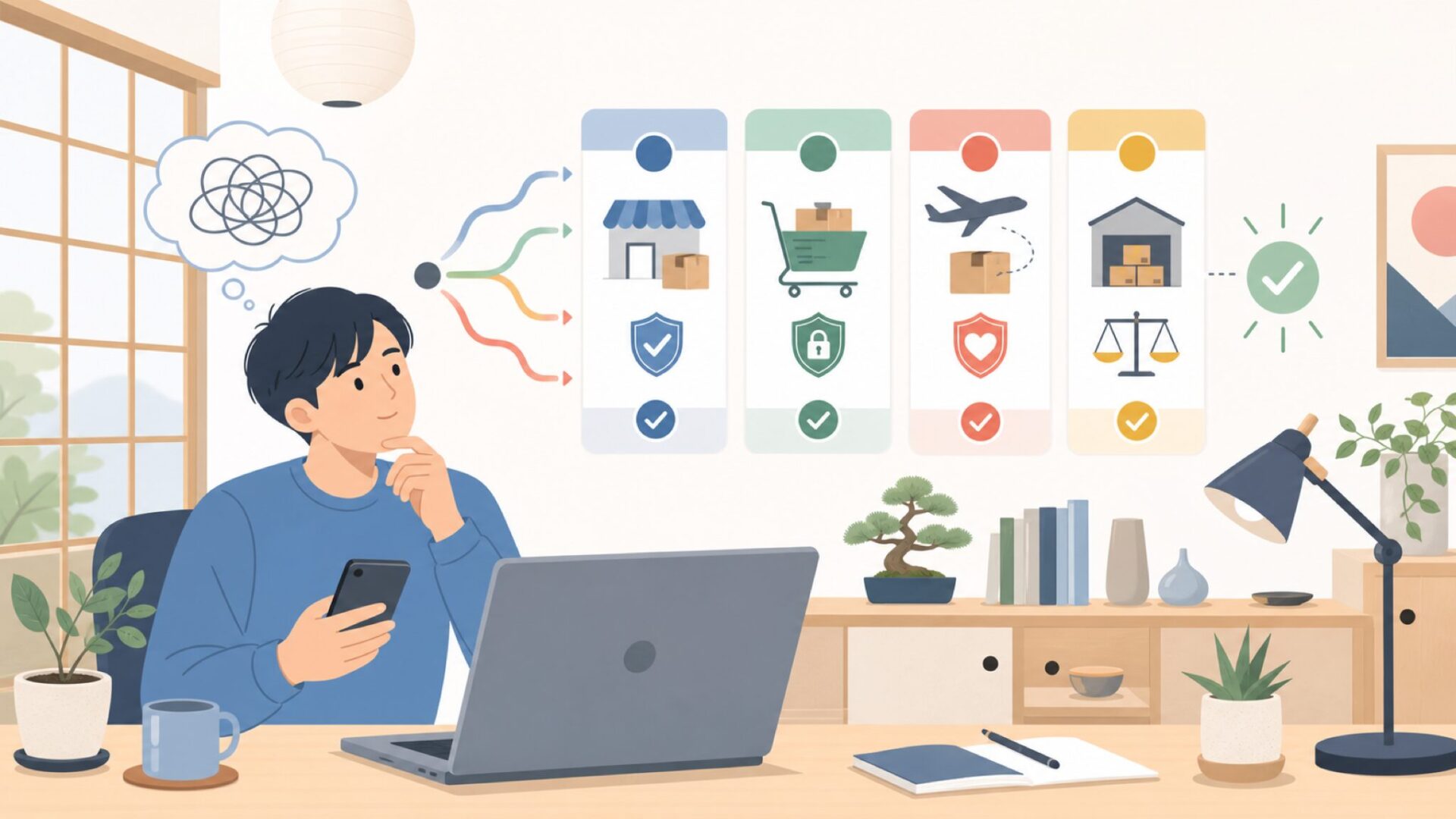 日本からConnetixを購入する4つのルートを表すイラスト