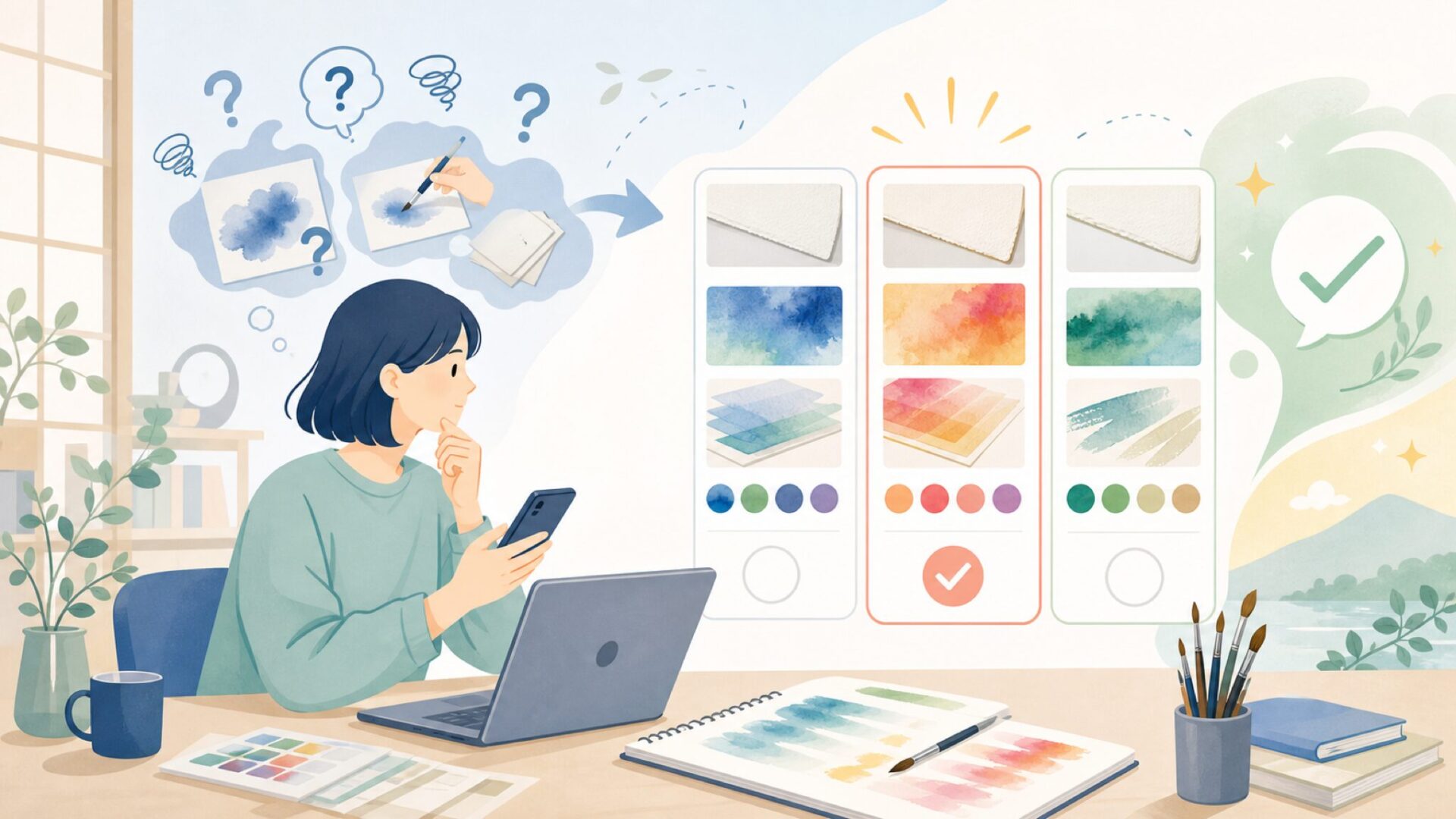 ストラスモアが選ばれる理由―発色・重ね塗り・リフティングの特徴を表すイラスト
