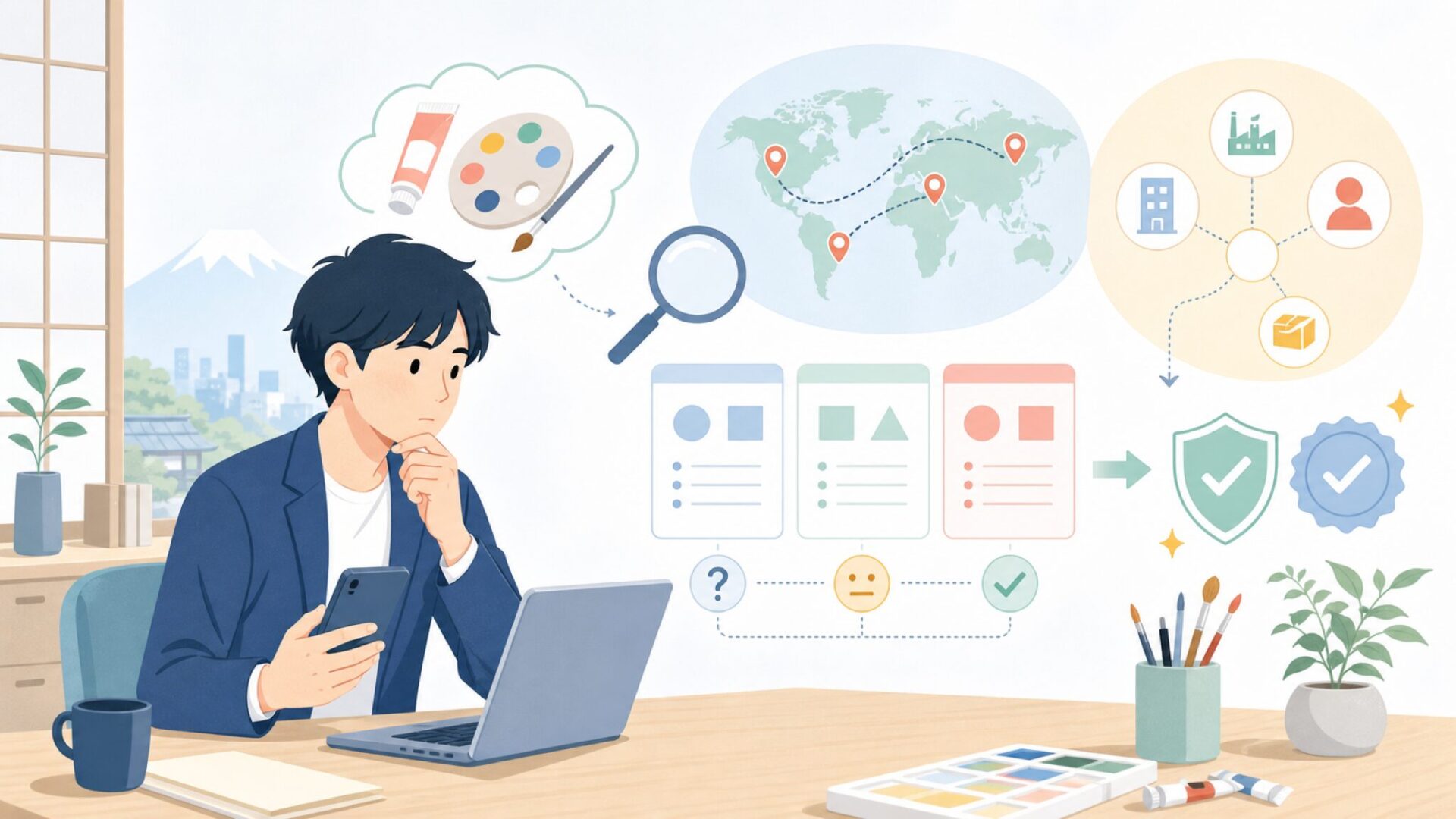 Art-n-Flyはどこの国の画材?企業情報から読み解くを表すイラスト