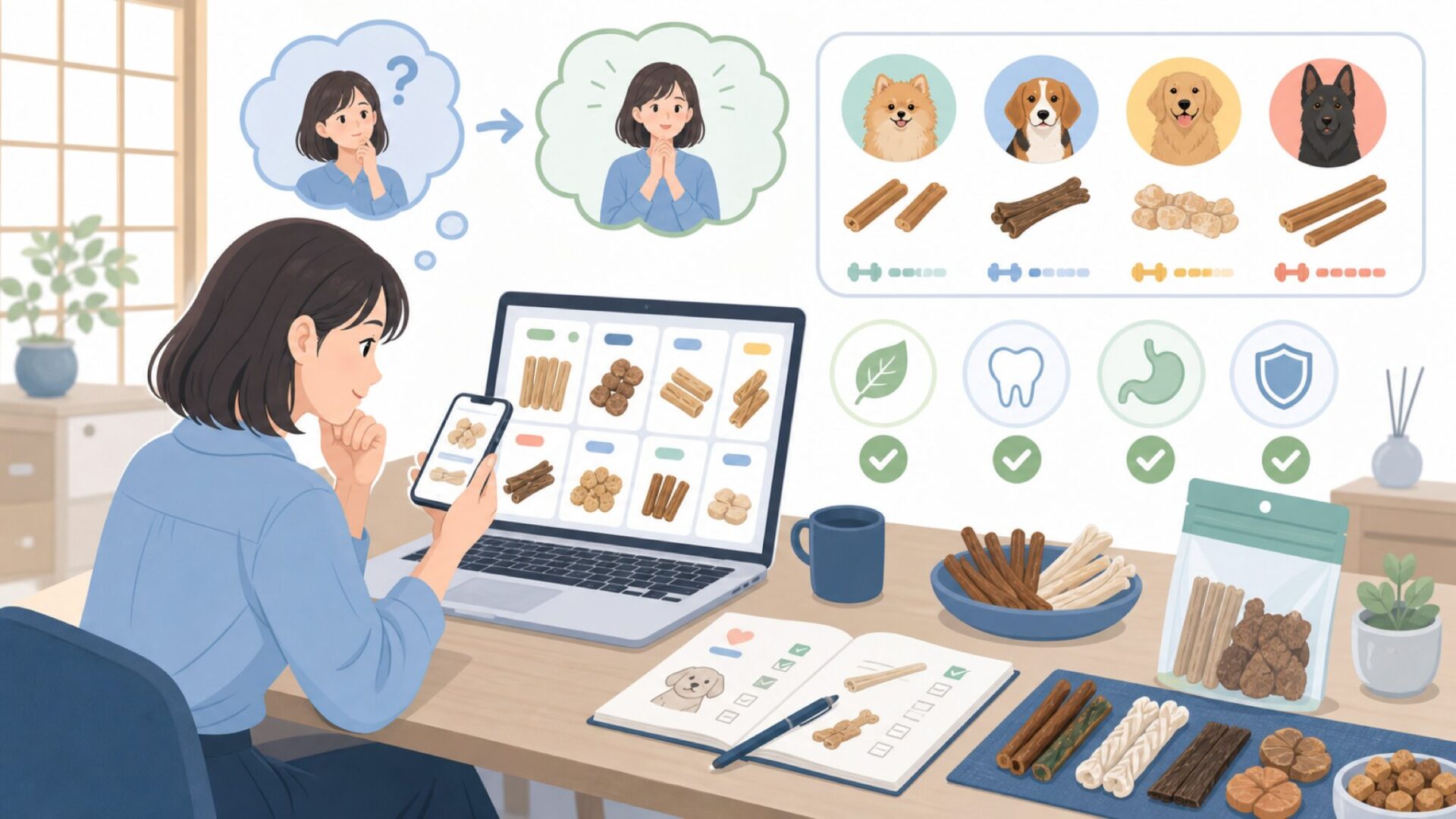 Barkworthiesの商品ラインナップと特徴を表すイラスト
