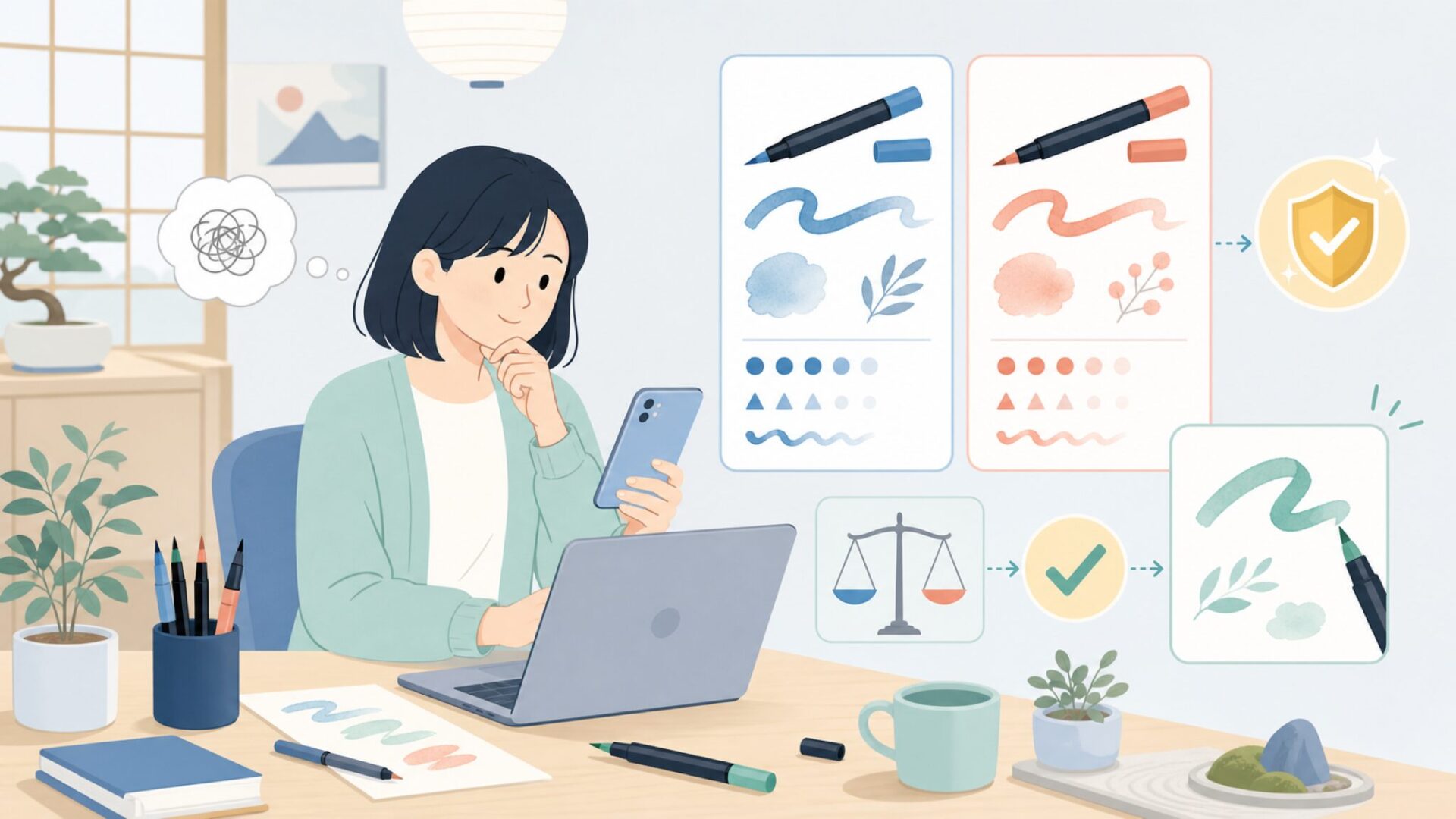 ブラッシュペンとしての実力をチェックを表すイラスト