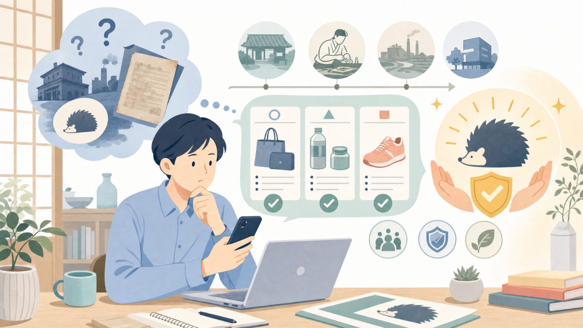 200年以上続くブランドの歴史とハリネズミのロゴに込められた思いを表すイラスト