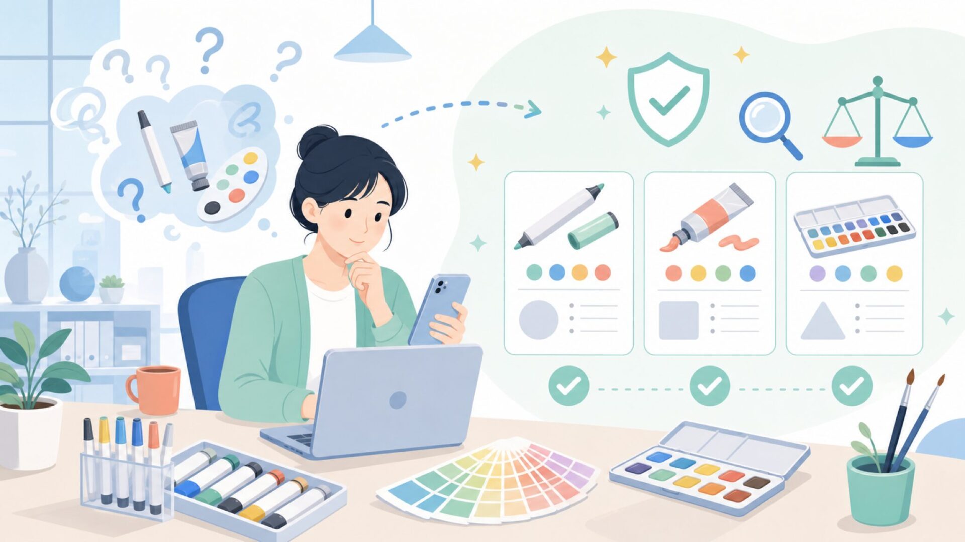 Chameleon画材の商品説明と特徴を表すイラスト