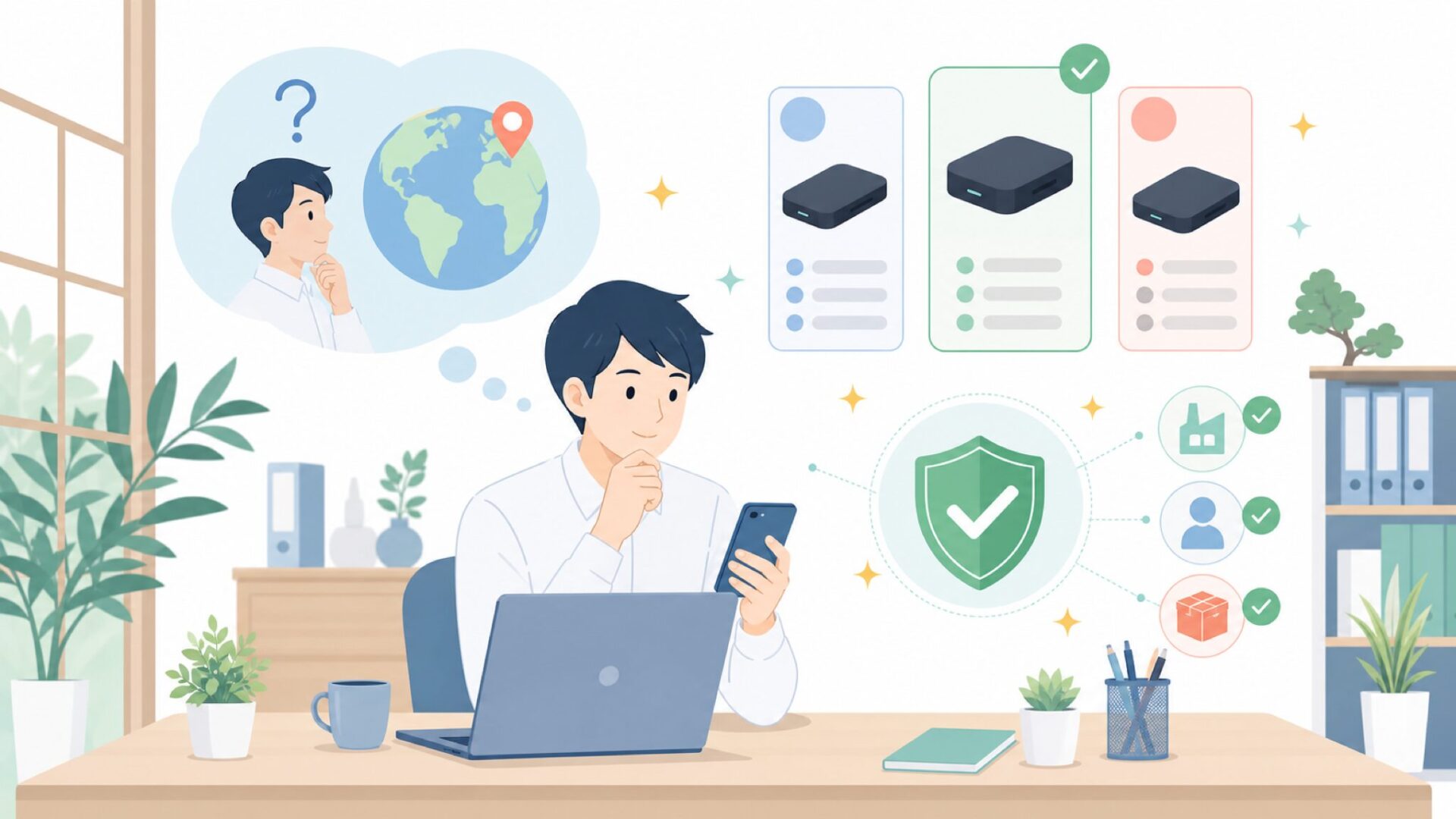AAWirelessはどこの国の製品？会社の信頼性を確認するを表すイラスト