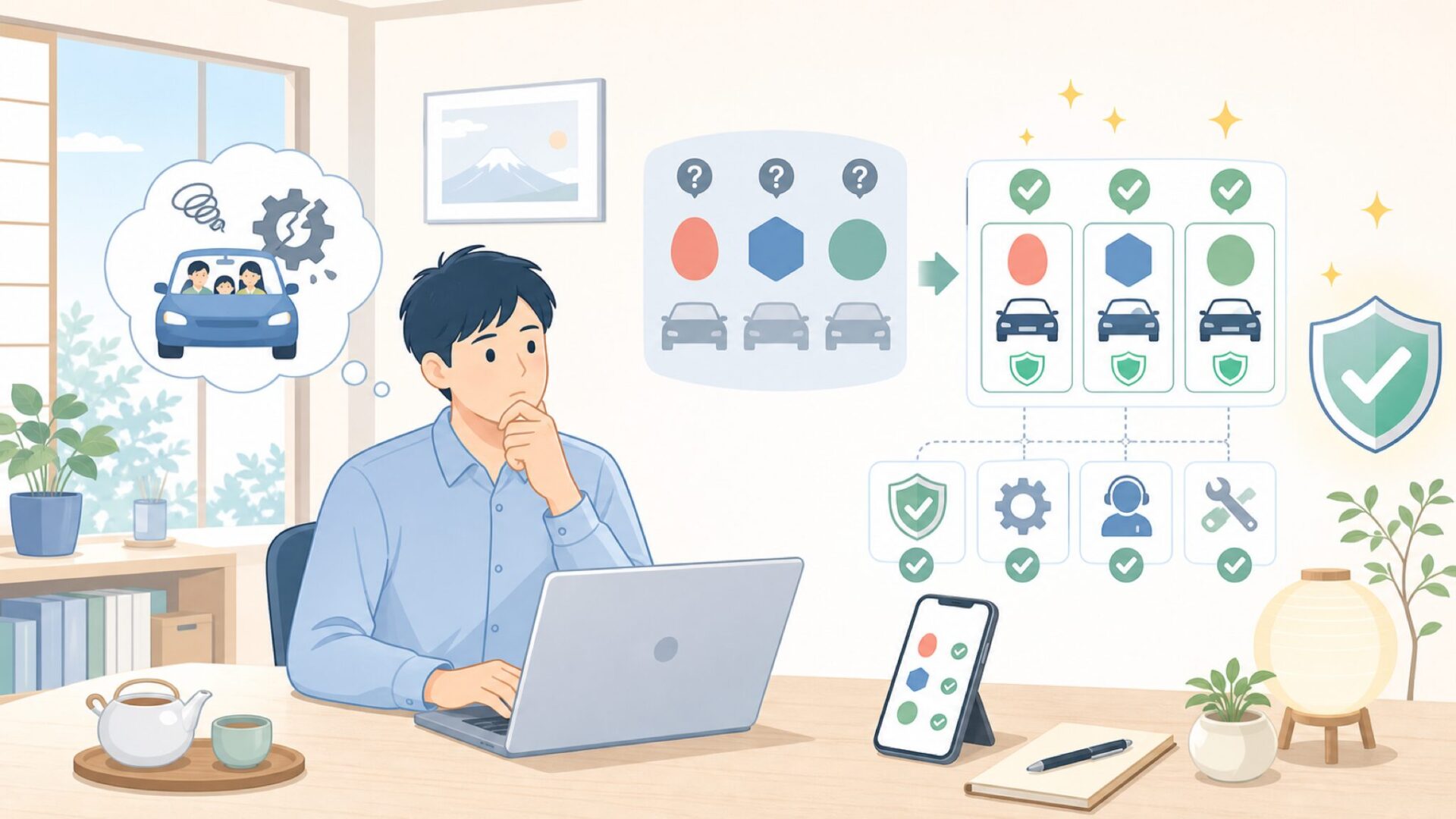運営元・販売元は信頼できるか、確認すべきポイントを表すイラスト