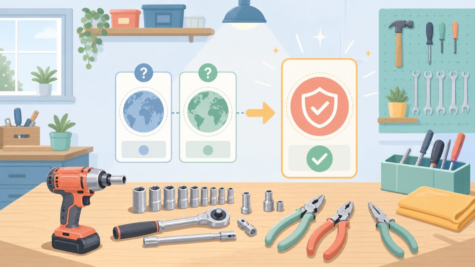 「工具ブランドWoodRiver」はどこの国?を表すイラスト