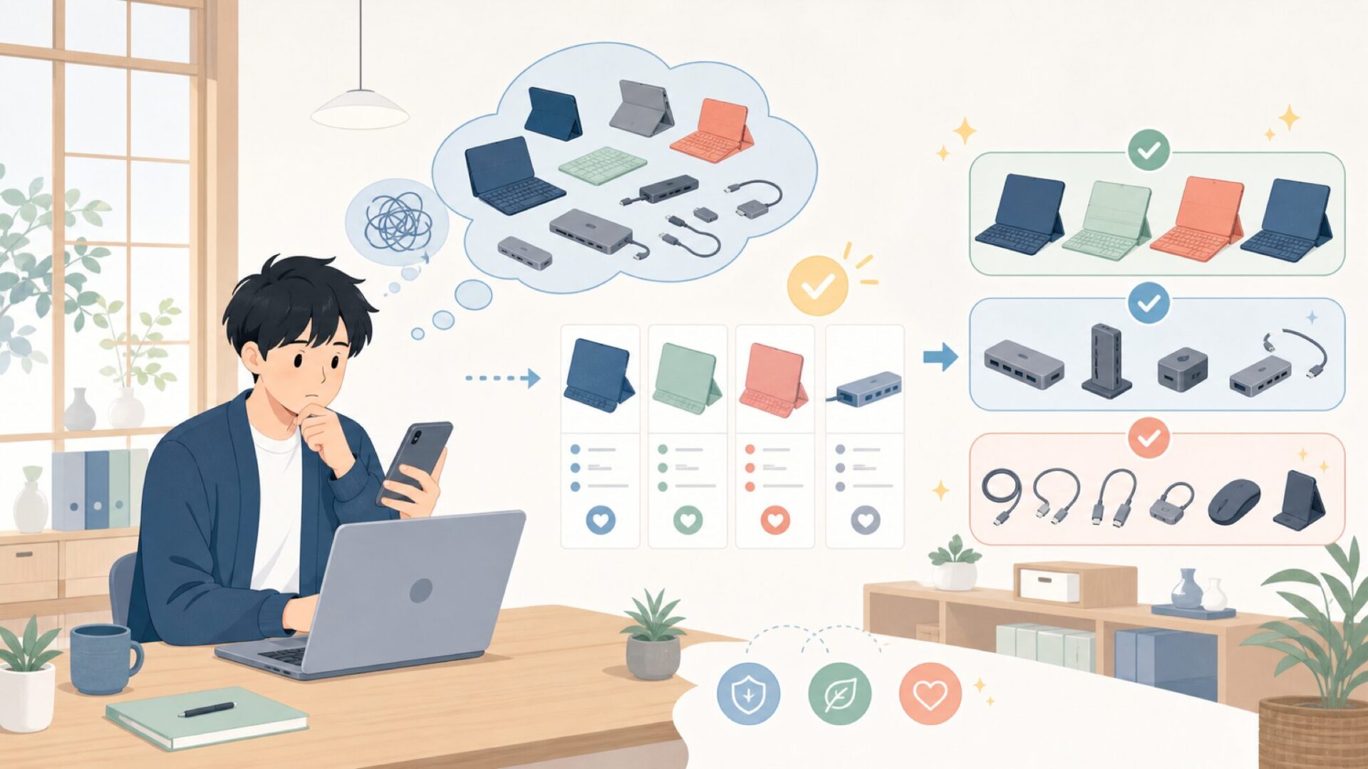 Brydgeキーボード・ドックの製品ラインナップ全体像を表すイラスト