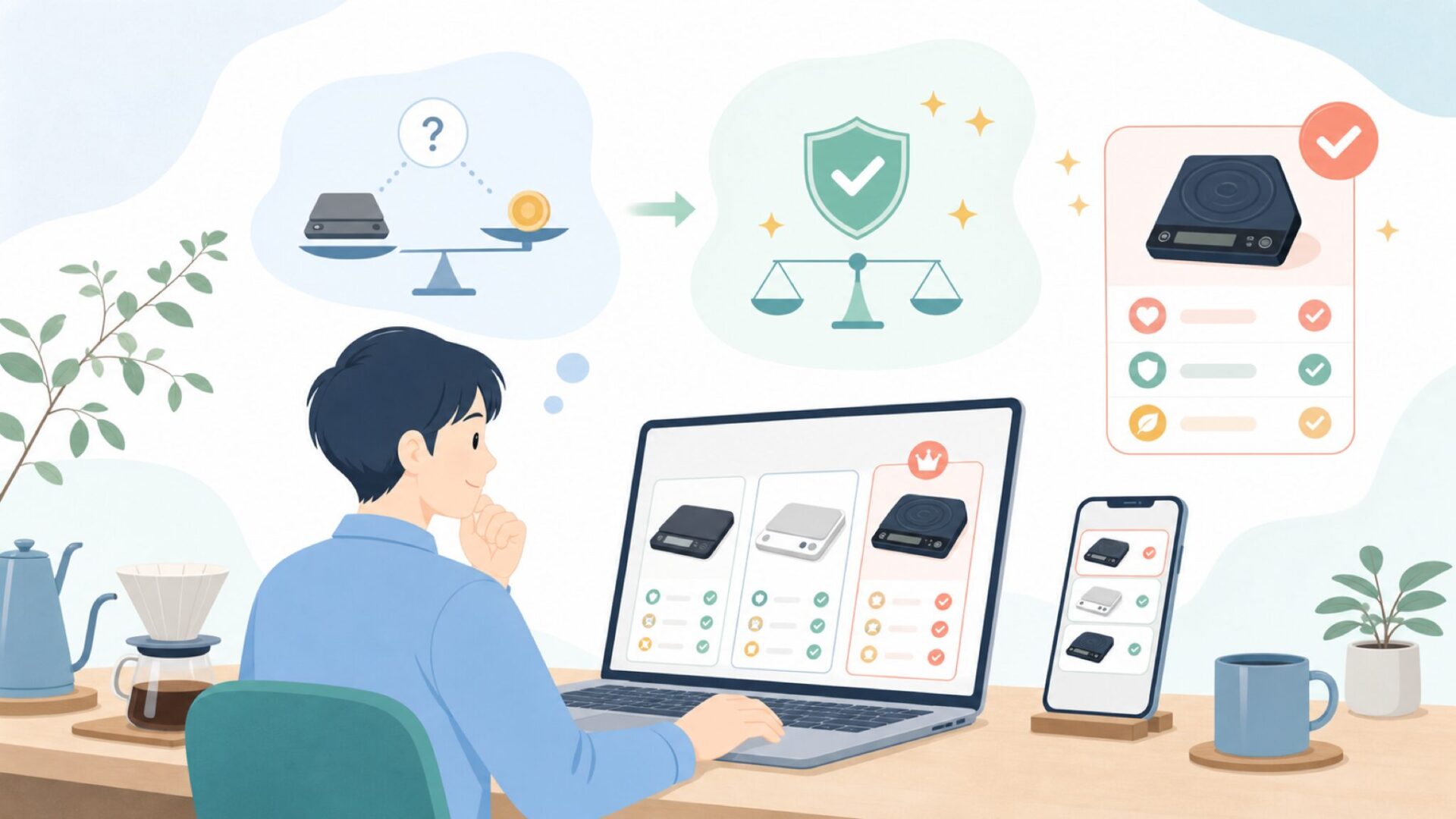 Acaiaが高価格でも選ばれる理由を表すイラスト