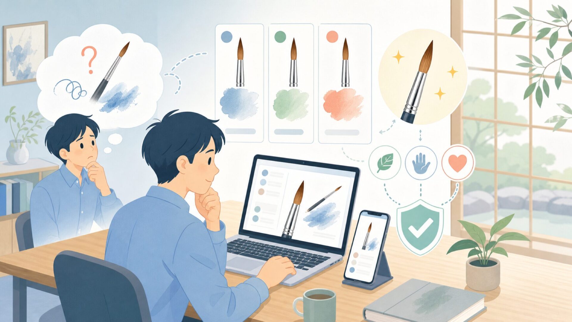 コリンスキー筆の特徴と使い心地はどう?を表すイラスト