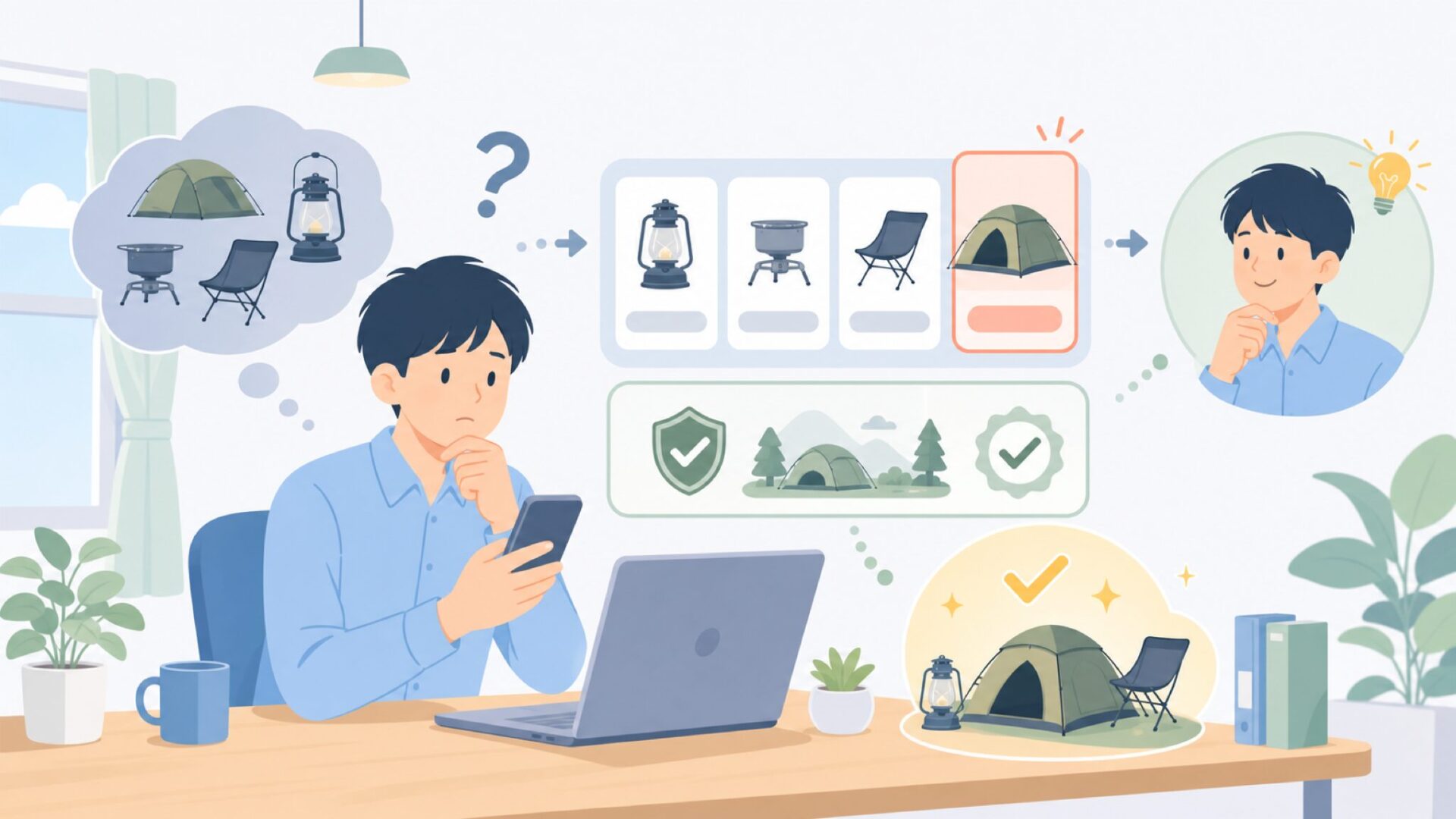 聞き慣れないブランドへの不安にはどう向き合うべきかを表すイラスト