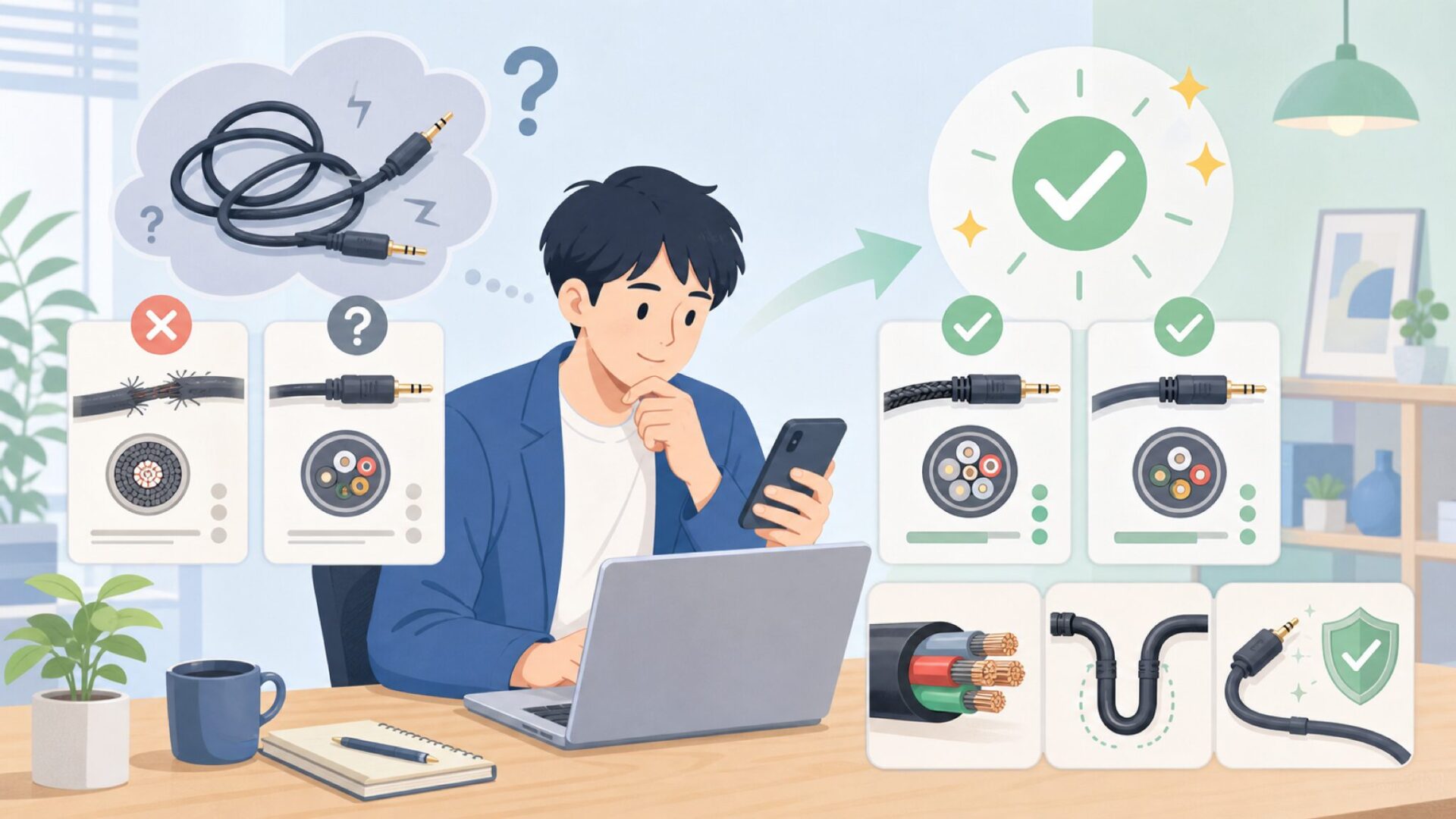 KLOTZケーブルの音質・耐久性は信頼できるのかを表すイラスト