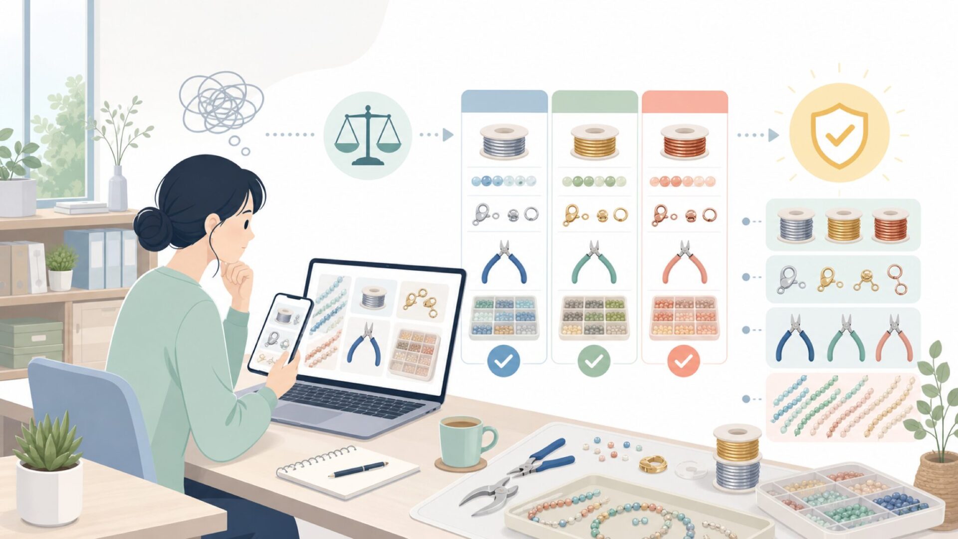 Beadalonのビーズ用品にはどんな特徴があるのかを表すイラスト