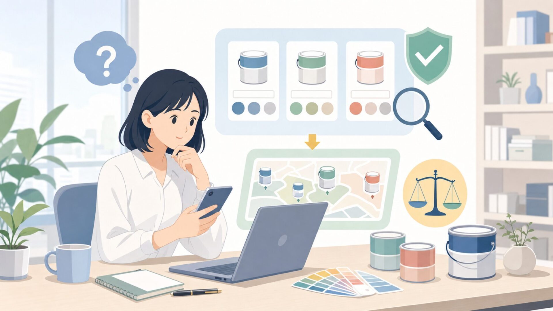 AKインタラクティブの塗料にはどんな種類がある?を表すイラスト