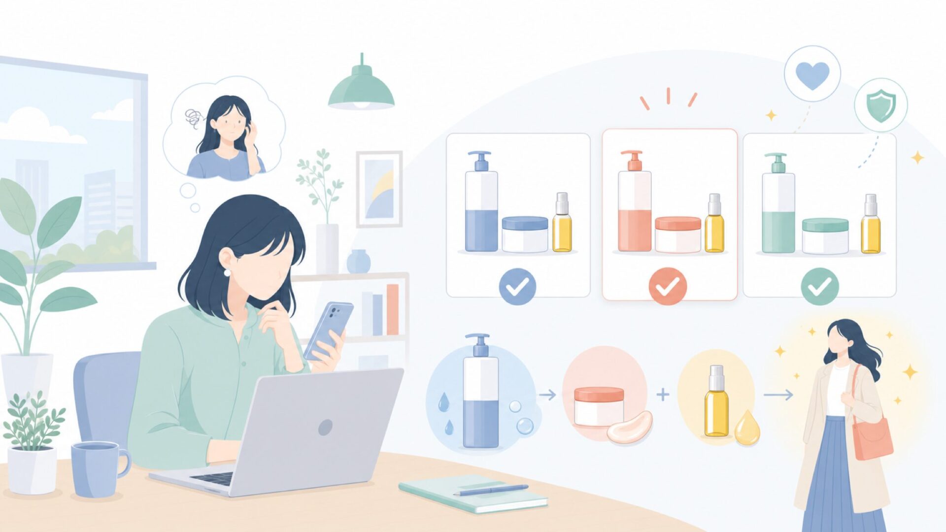 K18ヘアケアの代表的な商品ラインナップを表すイラスト