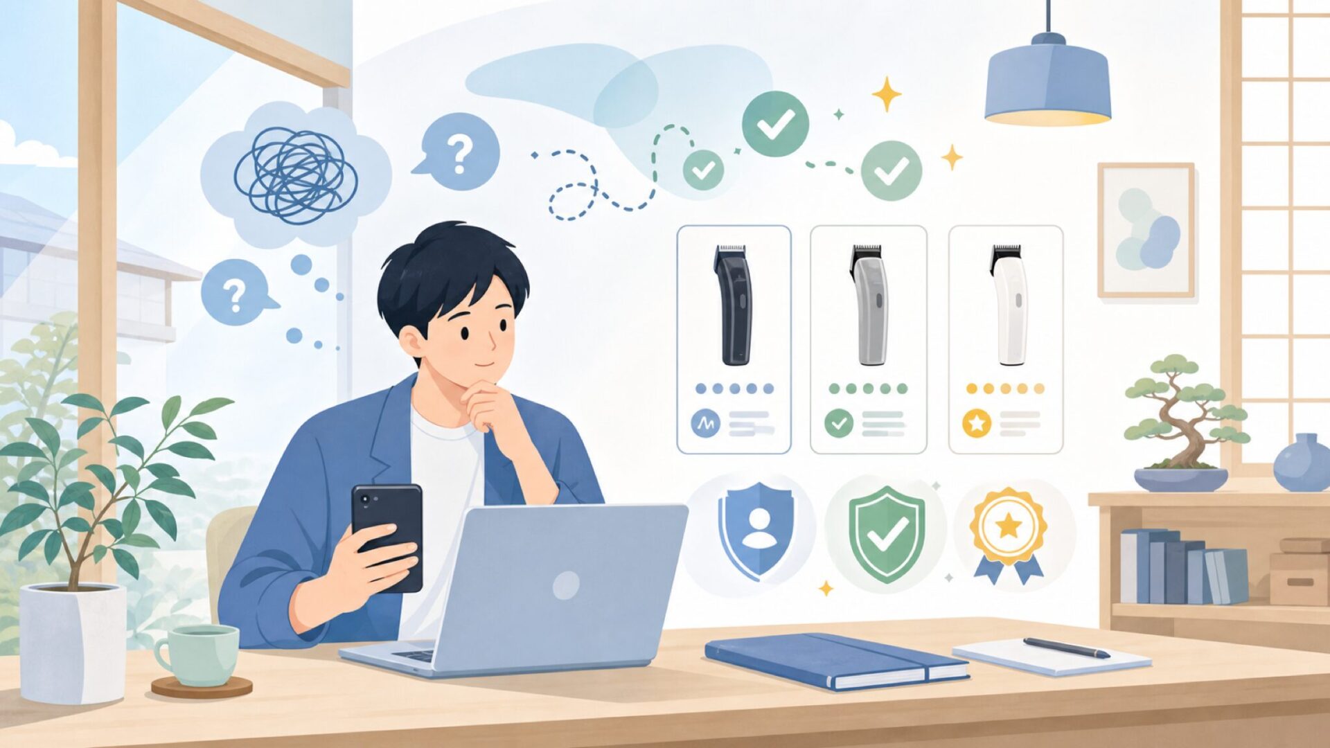 プロ向けバリカンとして信頼できる理由を表すイラスト