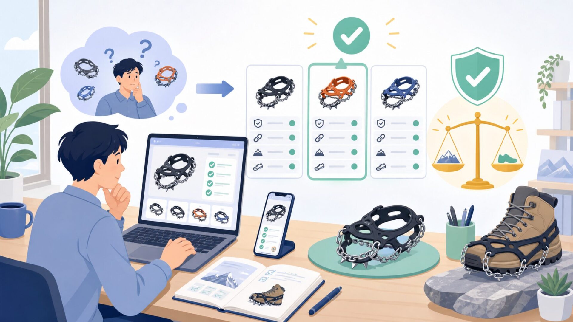 Kahtoolaチェーンスパイクの特徴と強みを表すイラスト