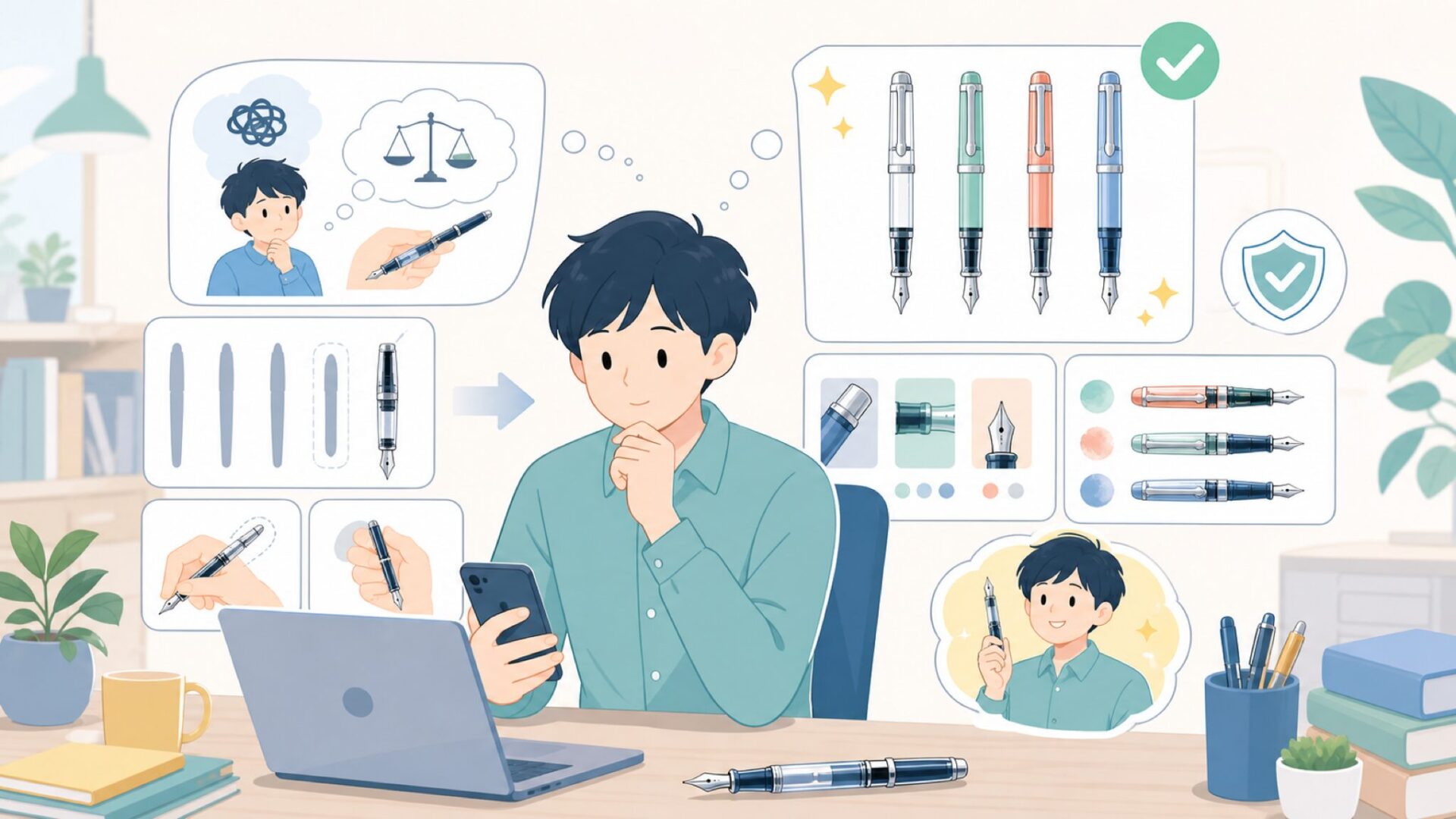 TWSBIが選ばれる理由になっている「サイズ感」と「デザイン」を表すイラスト