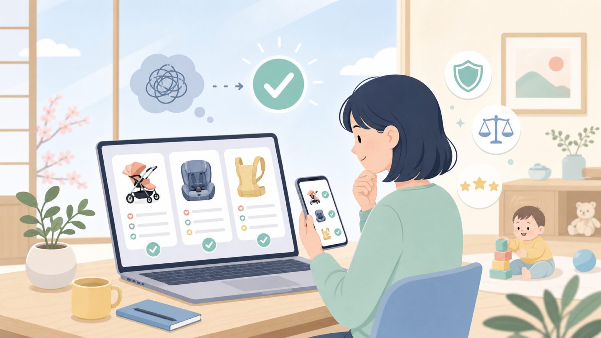 ezpzが多くの家庭で選ばれる理由を表すイラスト