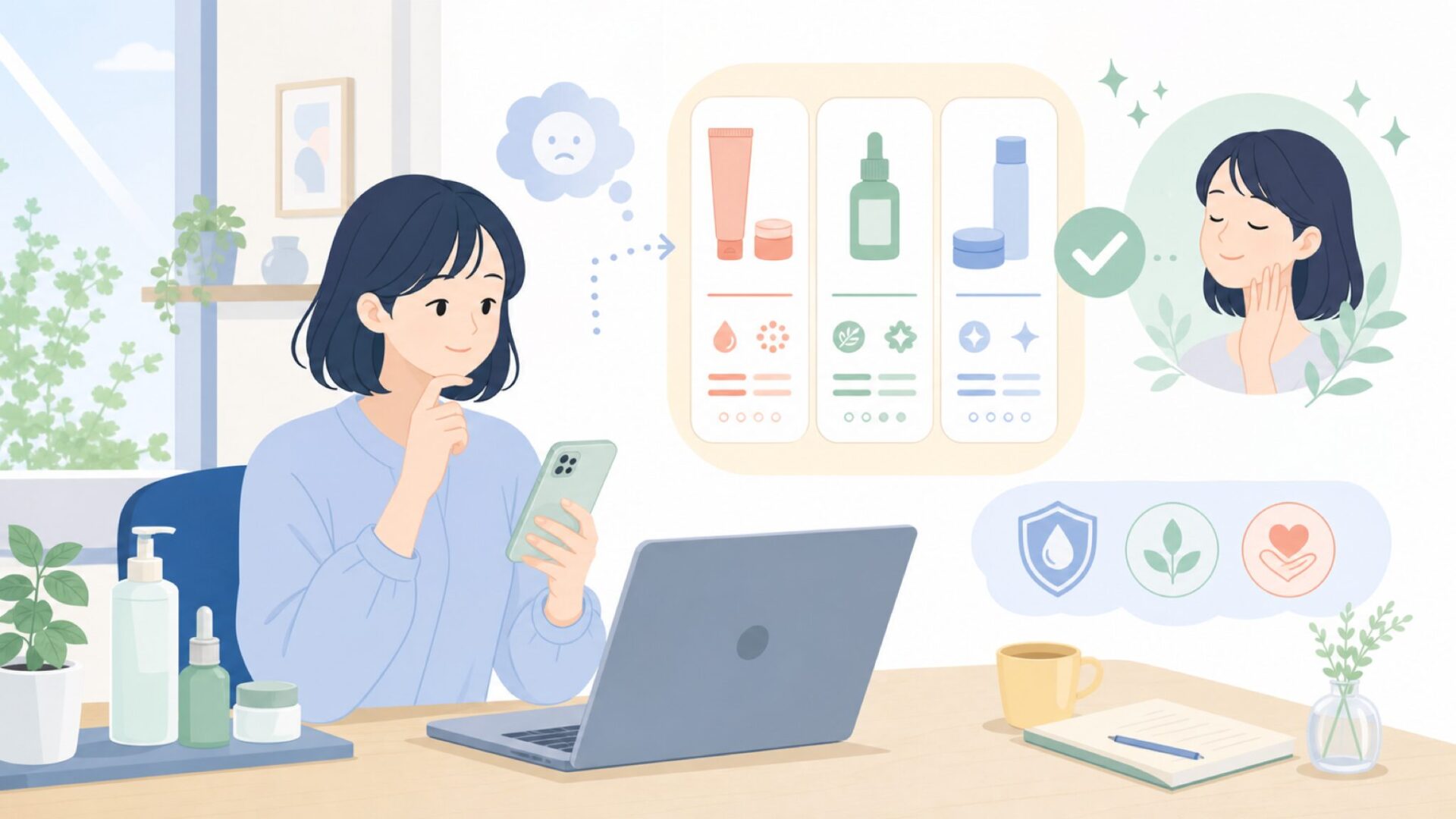 By Wishtrendはどんな特徴を持つブランド?機能性スキンケアとしての強みを表すイラスト