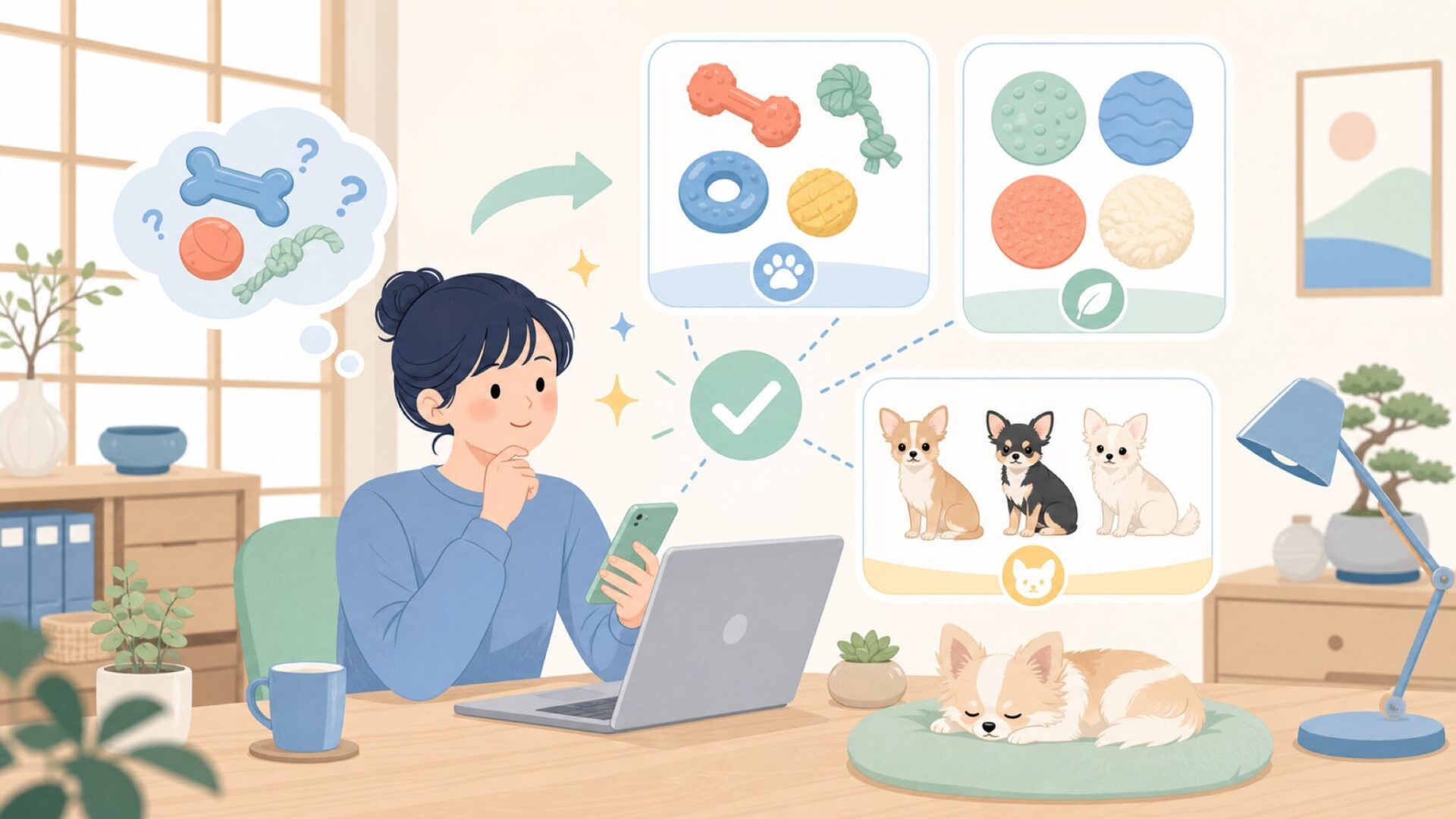 Chiwavaの犬おもちゃとはどんな商品?を表すイラスト