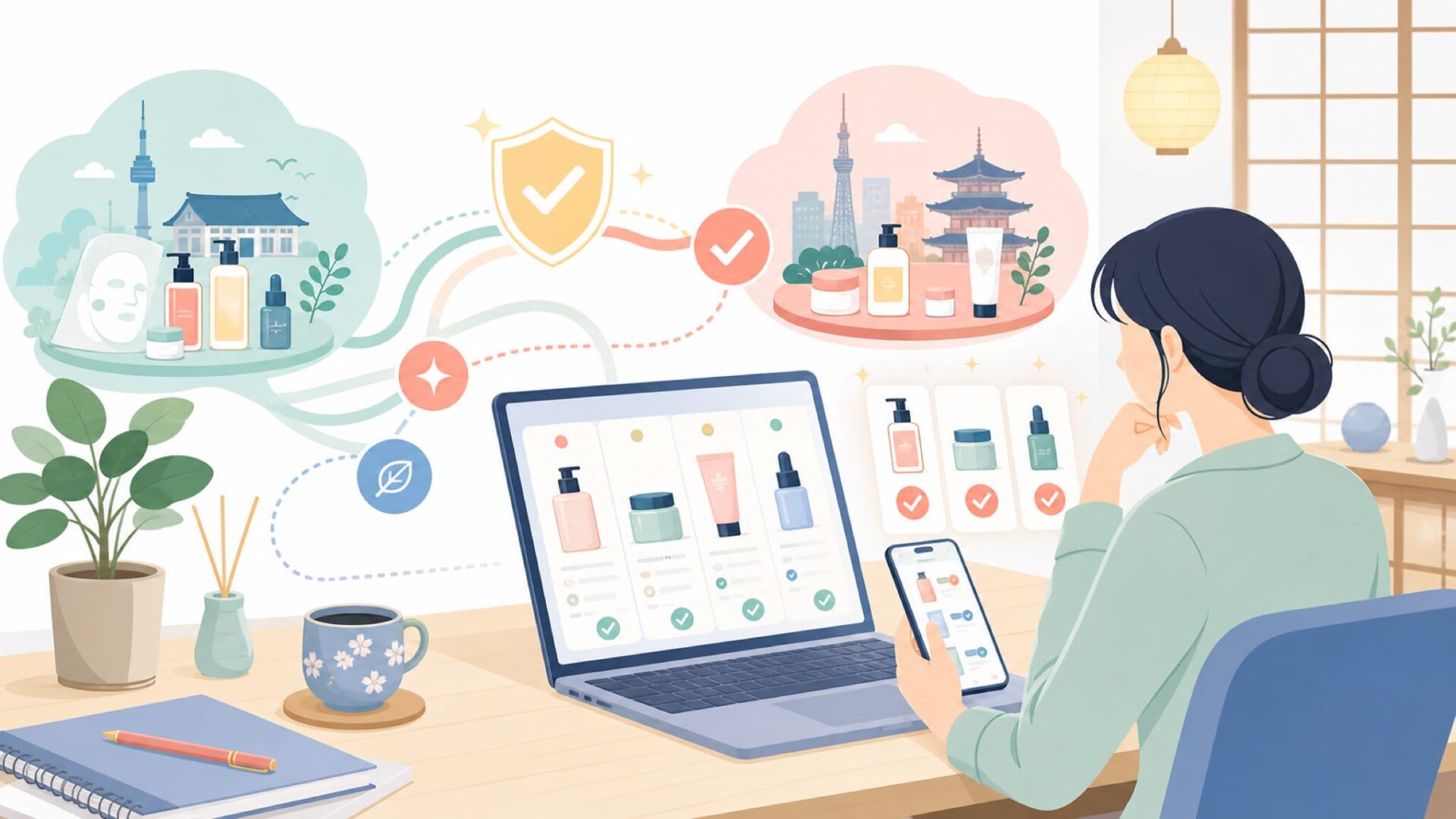 I'M MEMEが韓国から日本市場に届くまでの背景を表すイラスト
