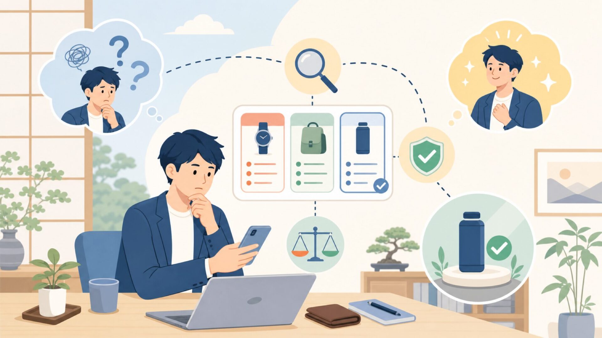 知名度の低いブランドは信頼できる？見極めるポイントを表すイラスト