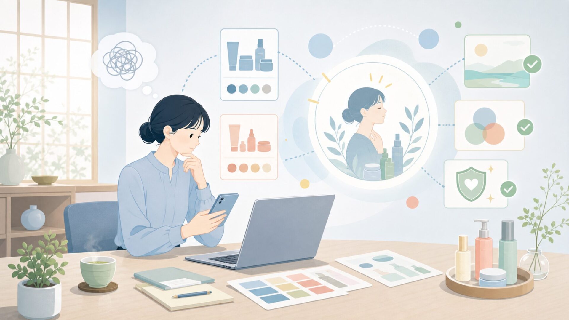 デイジークの世界観と色設計が多くの人に選ばれる理由を表すイラスト