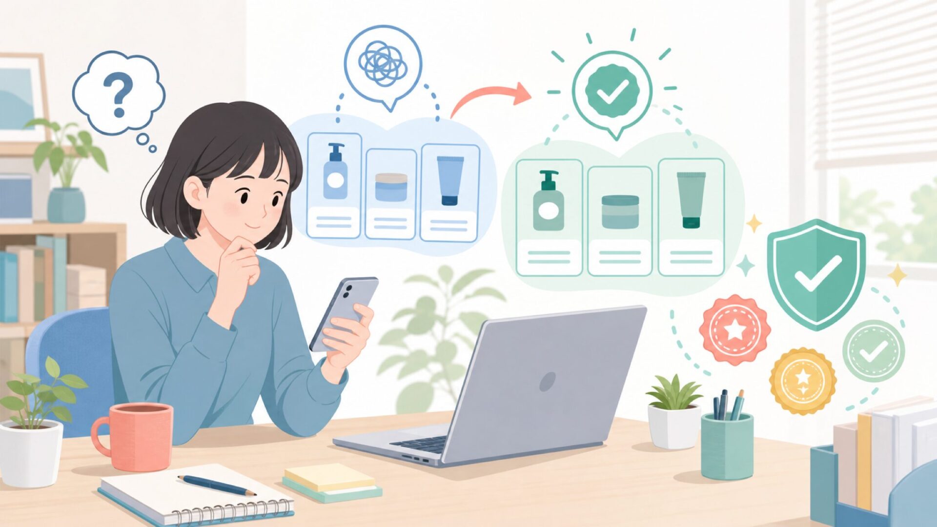 安全性は大丈夫？認証と信頼度をチェックを表すイラスト