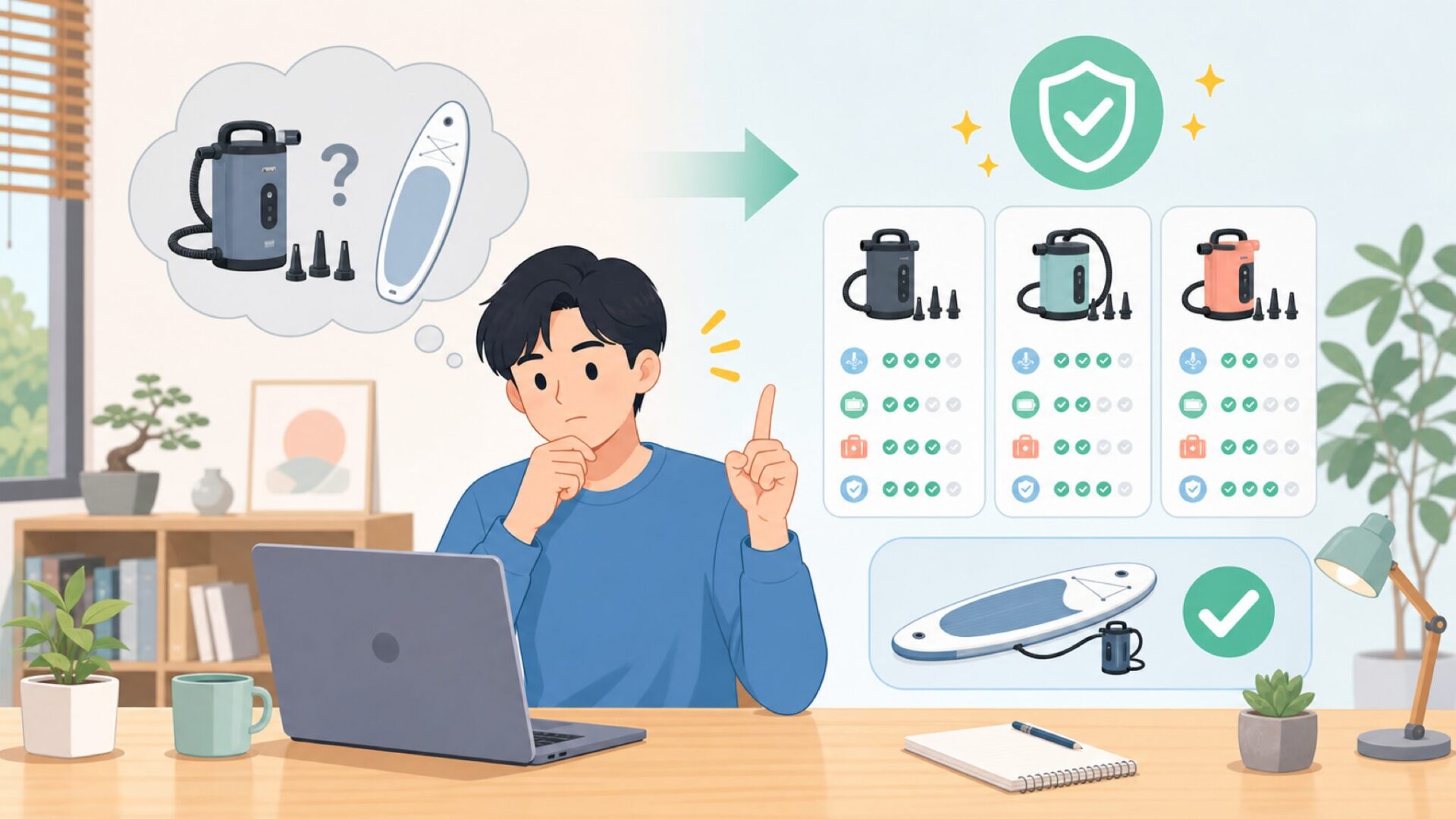 電動SUPポンプとして頼れる実力があるのかを表すイラスト