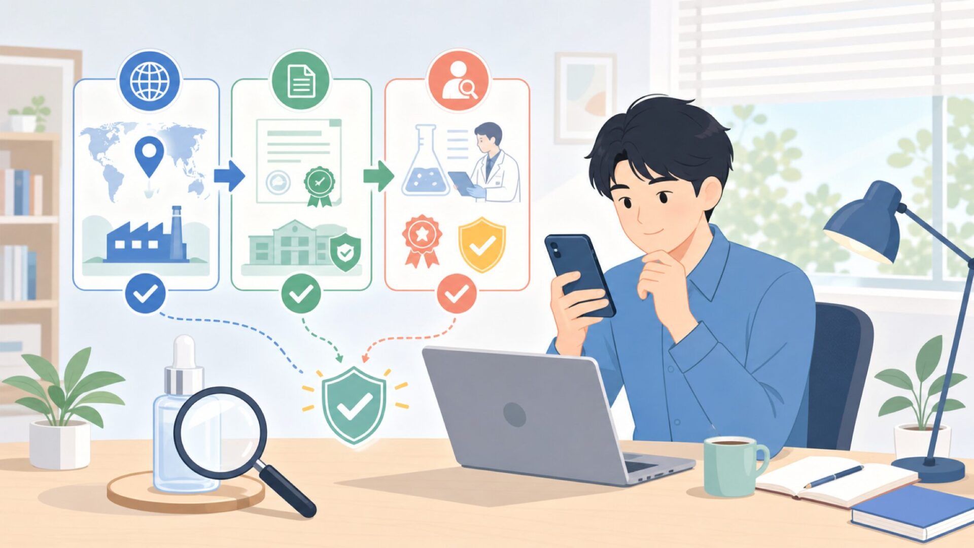 LILQの出自・メーカー情報を確認する3つの方法を表すイラスト