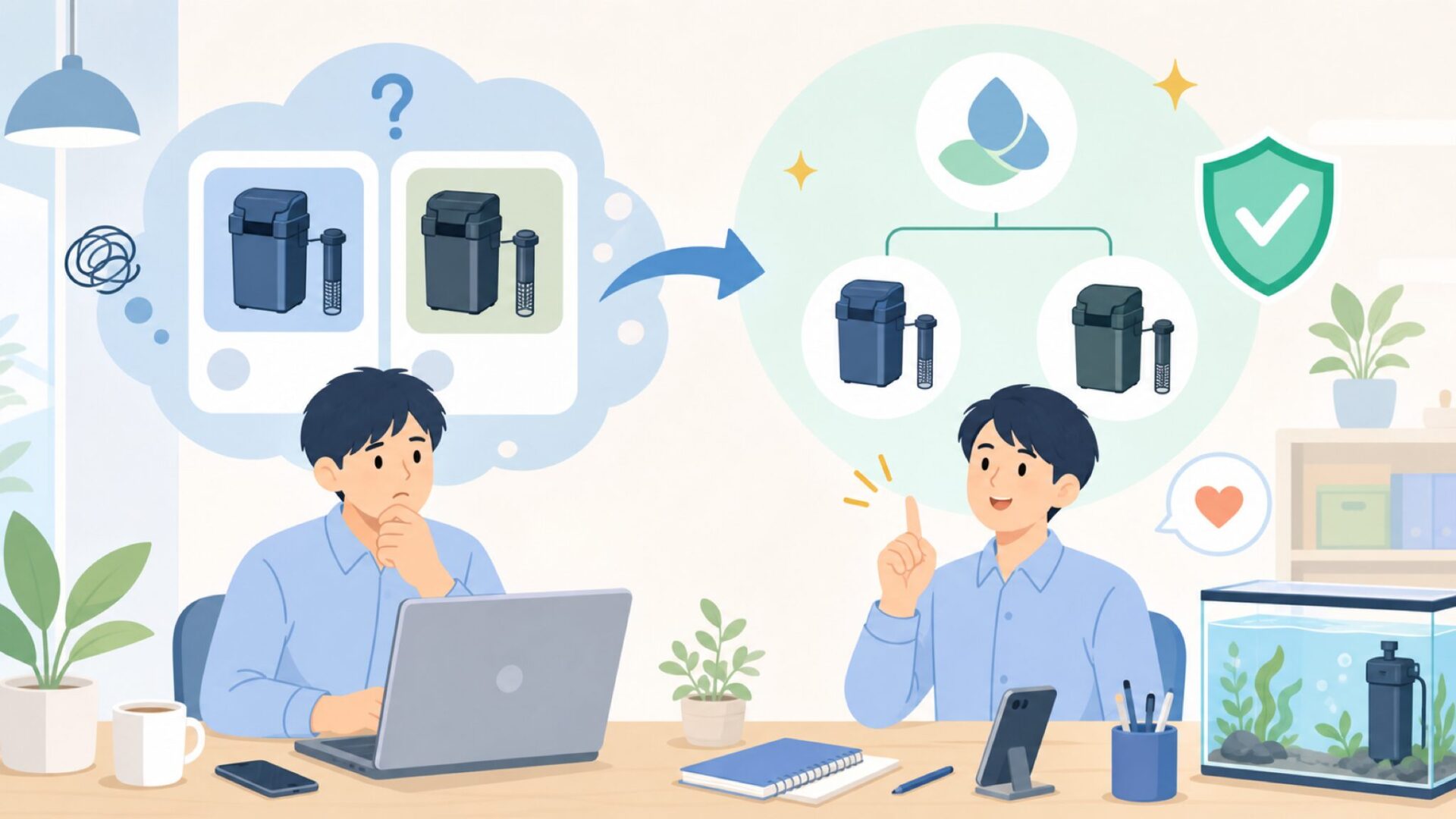 AquaClearとFluvalの関係は?似ている理由を解説を表すイラスト