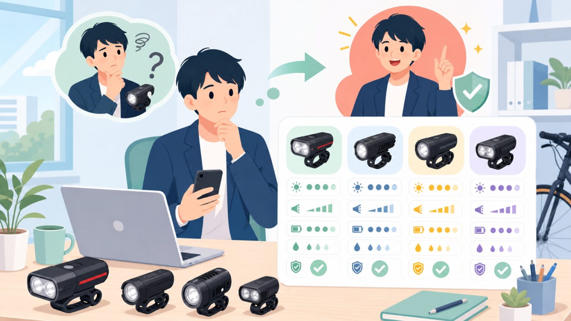 Cygoliteヘッドライトの代表モデルと選び方を表すイラスト