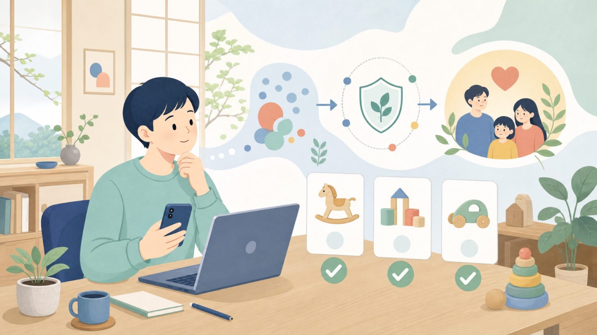 Terraが掲げる「自然とともに育つ」というブランド理念を表すイラスト