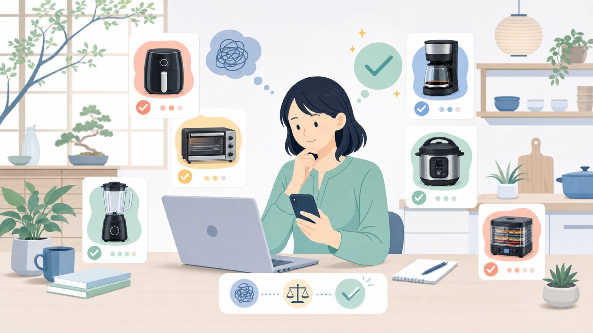 Gourmiaの主なキッチン家電ラインナップを表すイラスト