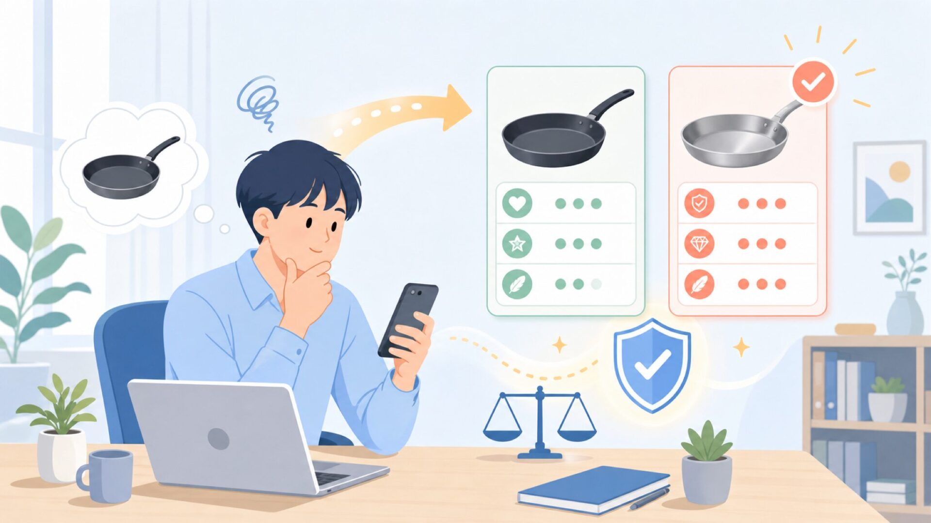 Always Pan 2.0とTitanium Always Pan Proを比較を表すイラスト