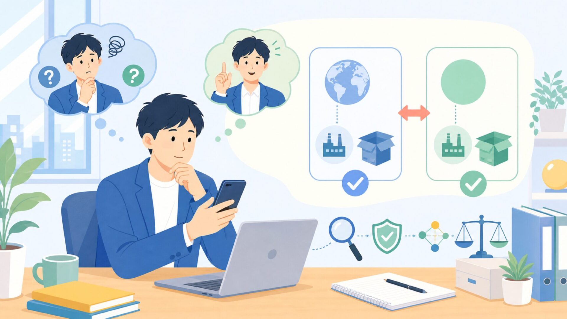 「メーカー国」と「製造国」は別物と理解するを表すイラスト