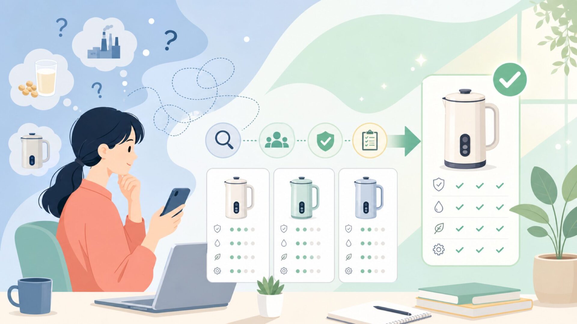 中国メーカーという不安、どこまで気にすべき？を表すイラスト