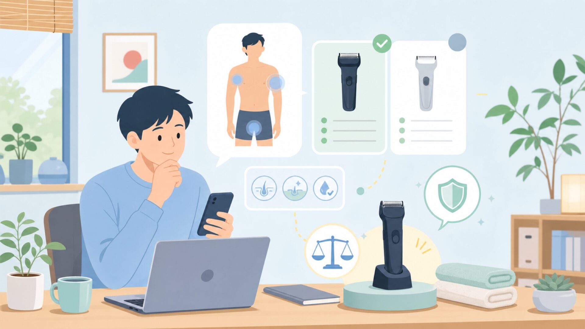 MANSPOTのボディシェーバー（バリカン）はどんな商品かを表すイラスト