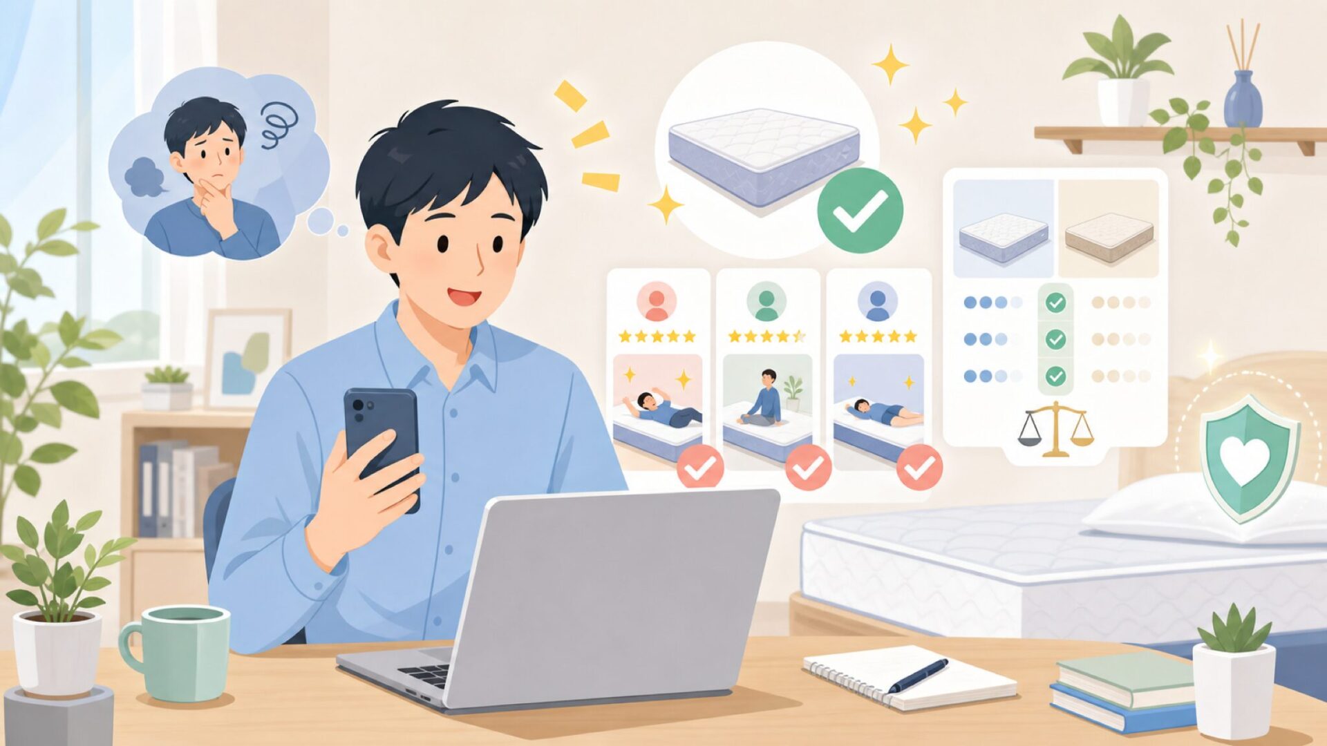 Novillaマットレスの良い口コミ・評判を表すイラスト