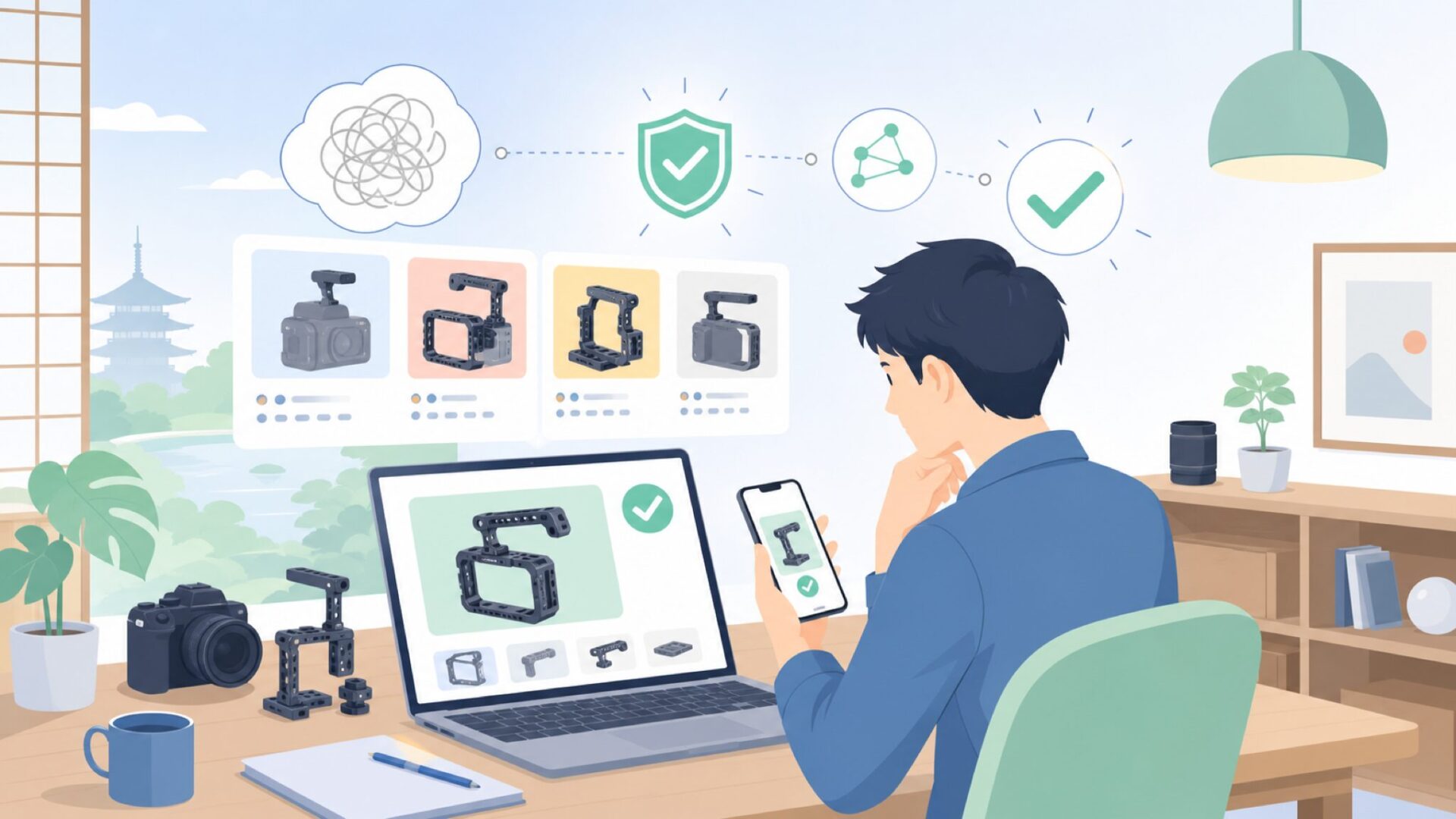 SmallRig製品が撮影機材ユーザーに選ばれる理由を表すイラスト