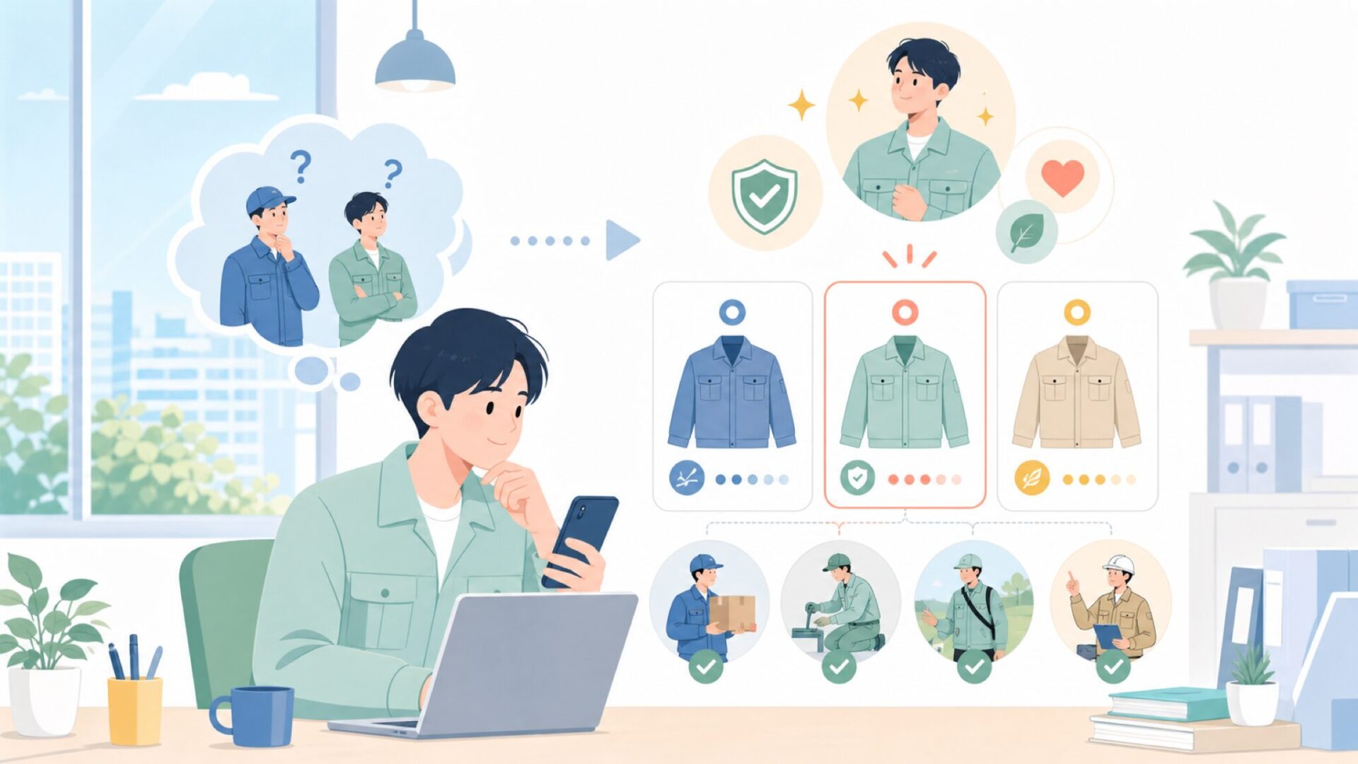 バートルが若者と現場プロに選ばれる理由を表すイラスト