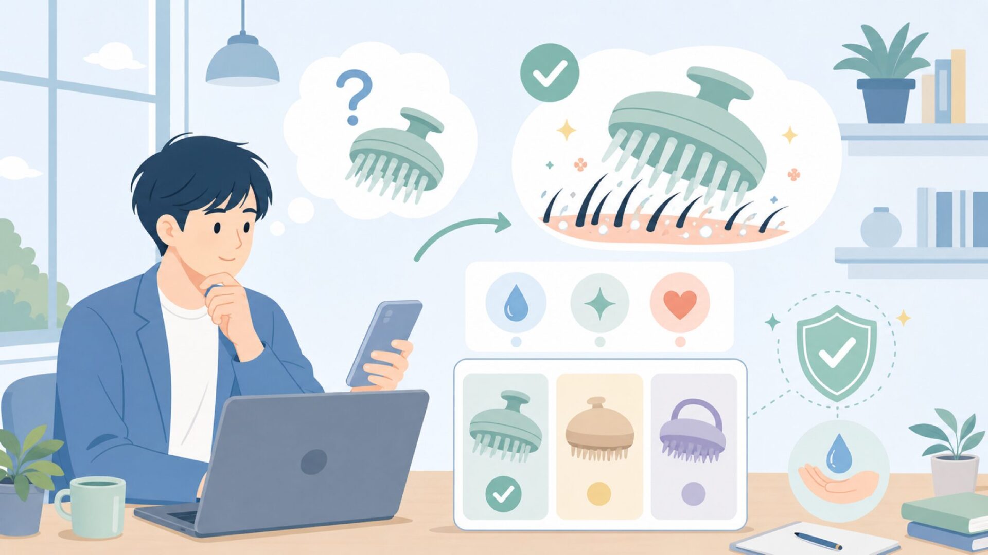 Vanconのシャンプーブラシとは？効果と使い方の基本を表すイラスト