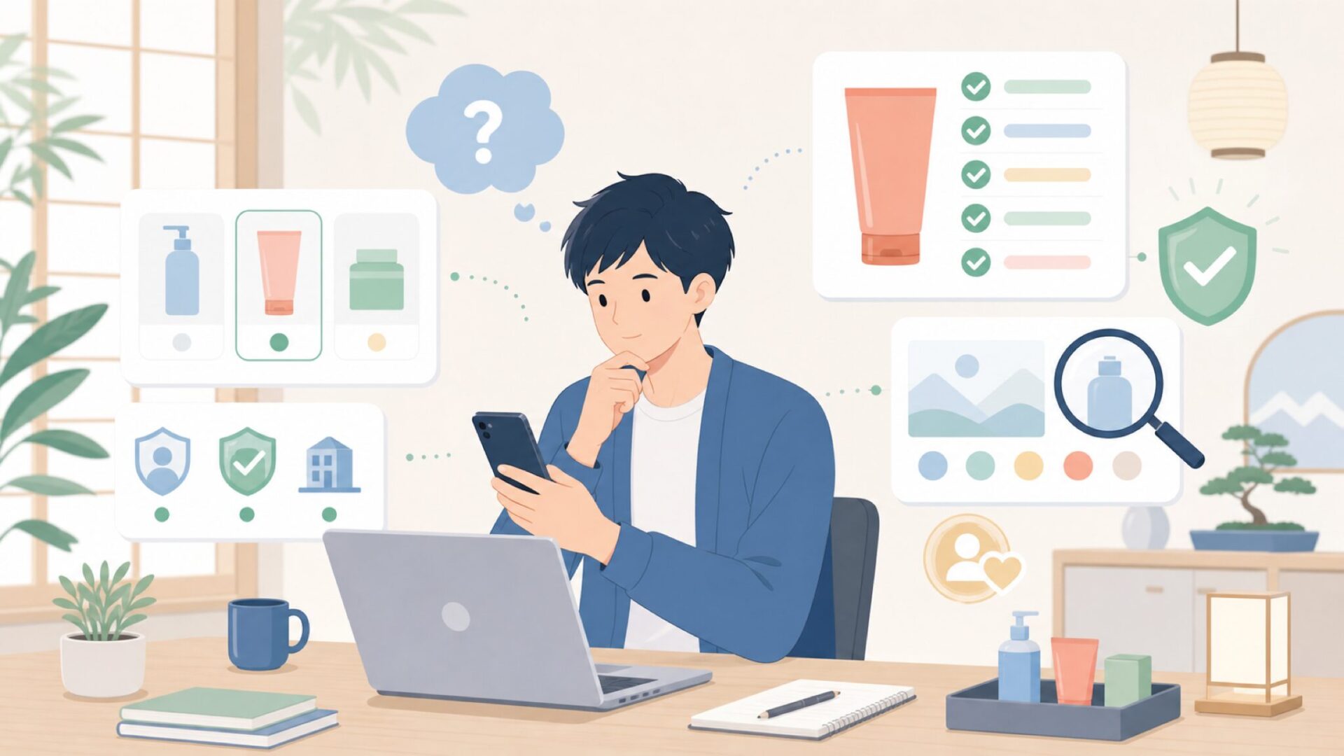 Pudibeiというブランドの素性を確認する方法を表すイラスト
