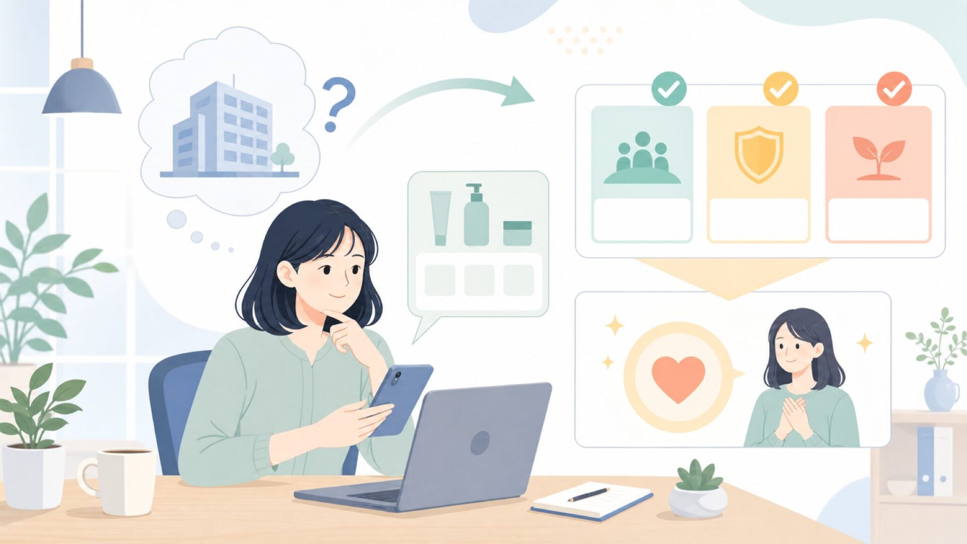 Heimishの会社概要と信頼できるブランドか確認するポイントを表すイラスト